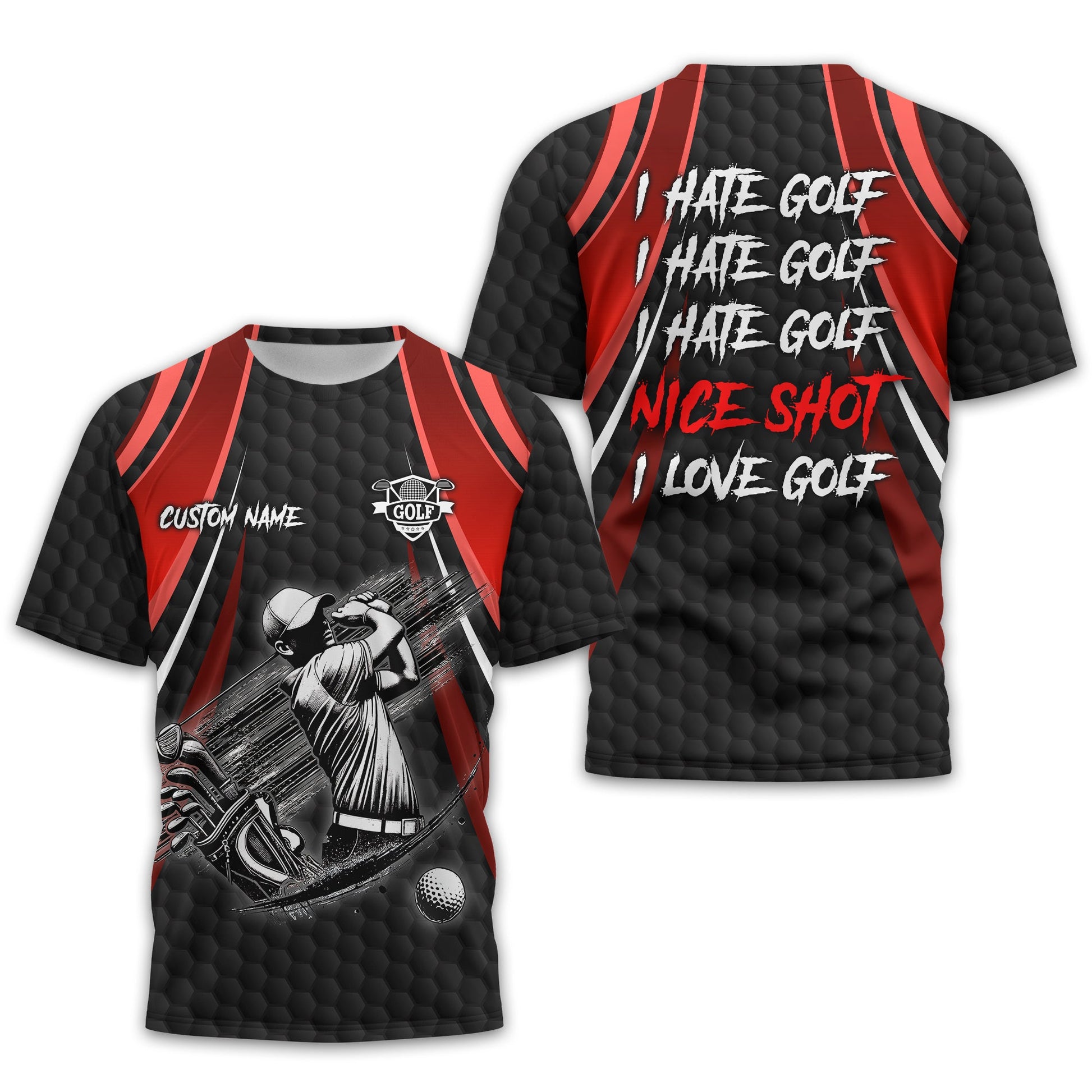I Hate Golf Custom Men's Golf Polo Shirt, Funny Golf Shirt, Gift For Golfer