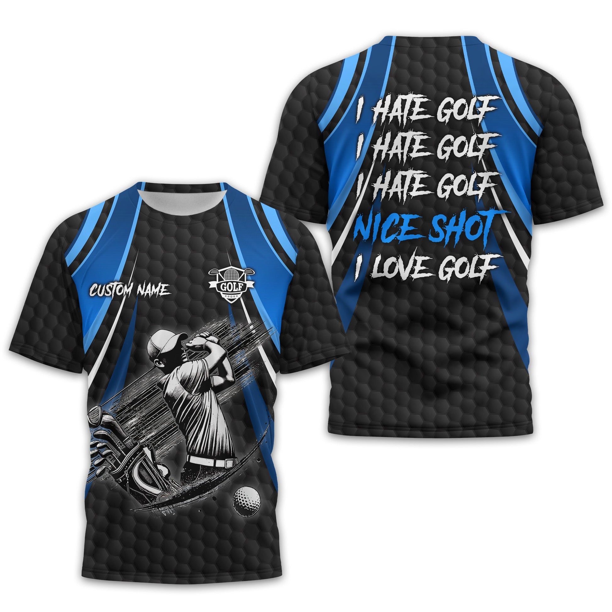 I Hate Golf Custom Men's Golf Polo Shirt, Funny Golf Shirt, Gift For Golfer