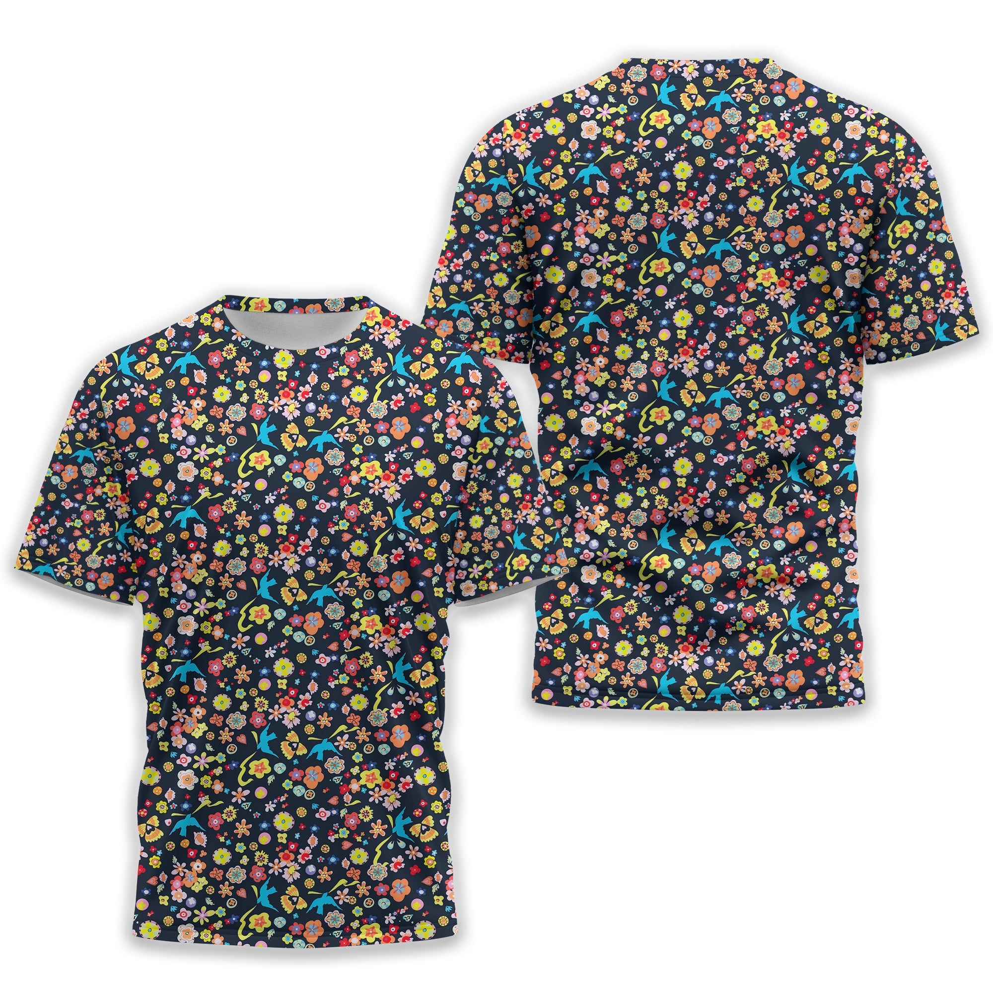 Floral Swallows Men's Golf Polo Shirt, Golfing Apparel, Gift For Golfers