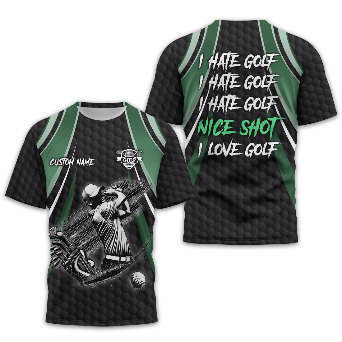 I Hate Golf Custom Men's Golf Polo Shirt, Funny Golf Shirt, Gift For Golfer