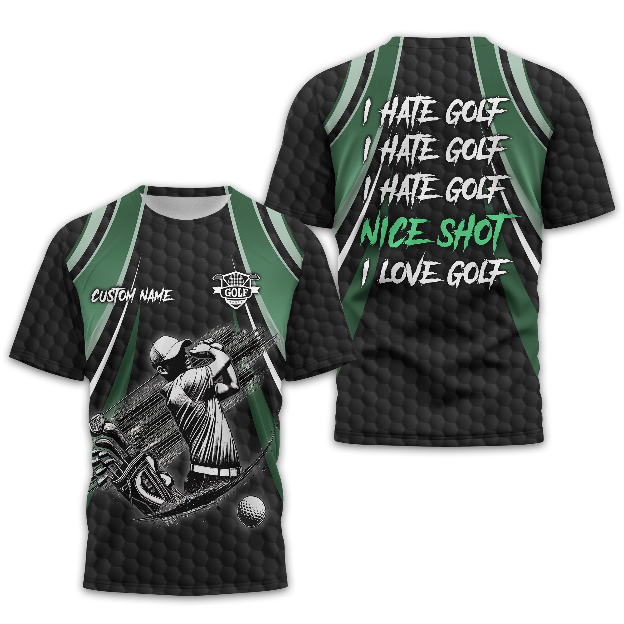 I Hate Golf Custom Men's Golf Polo Shirt, Funny Golf Shirt, Gift For Golfer