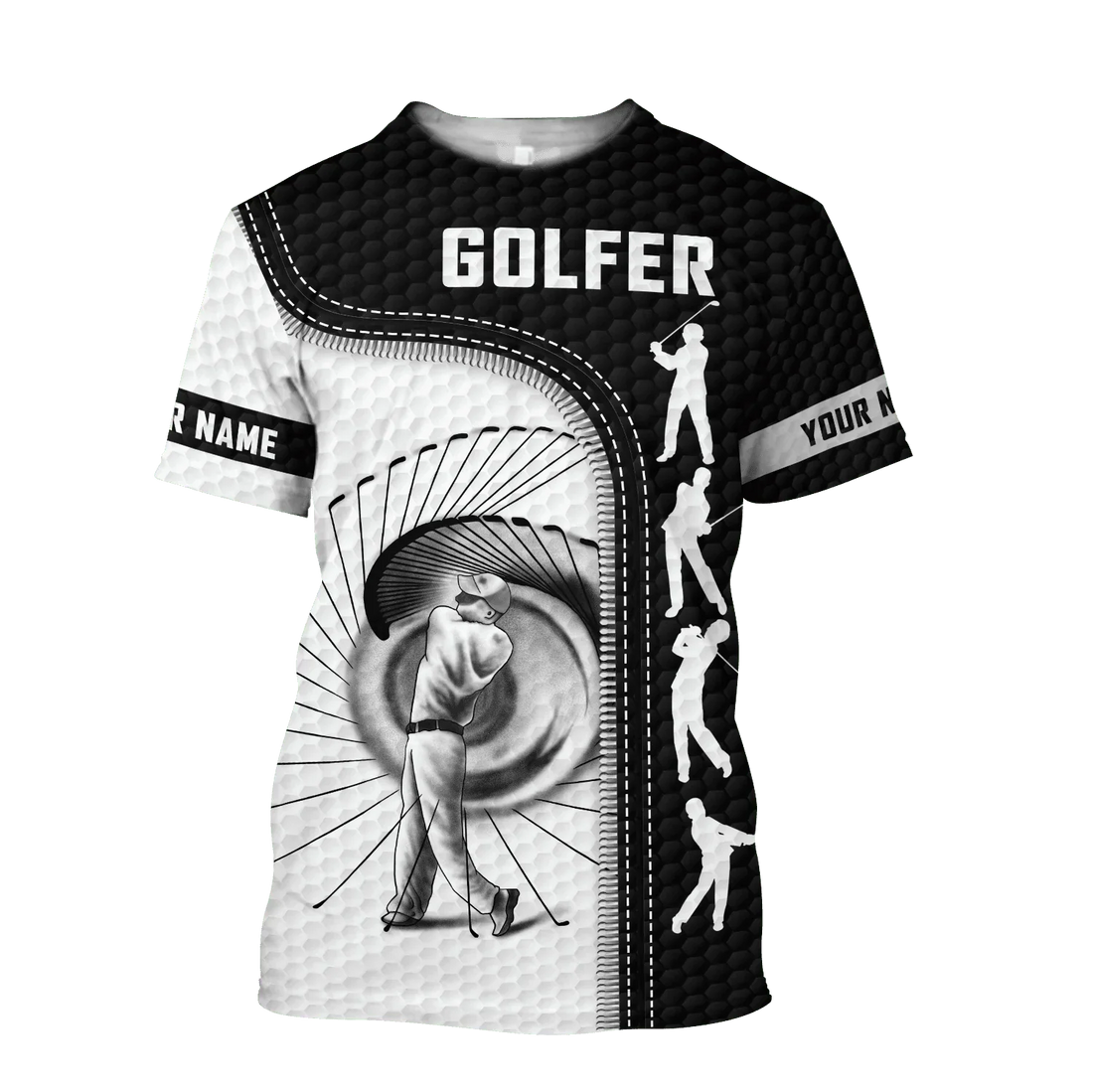 Golfer Swing Custom Name Golf Polo Shirt, Golf Apparel, Golf Gift For Men