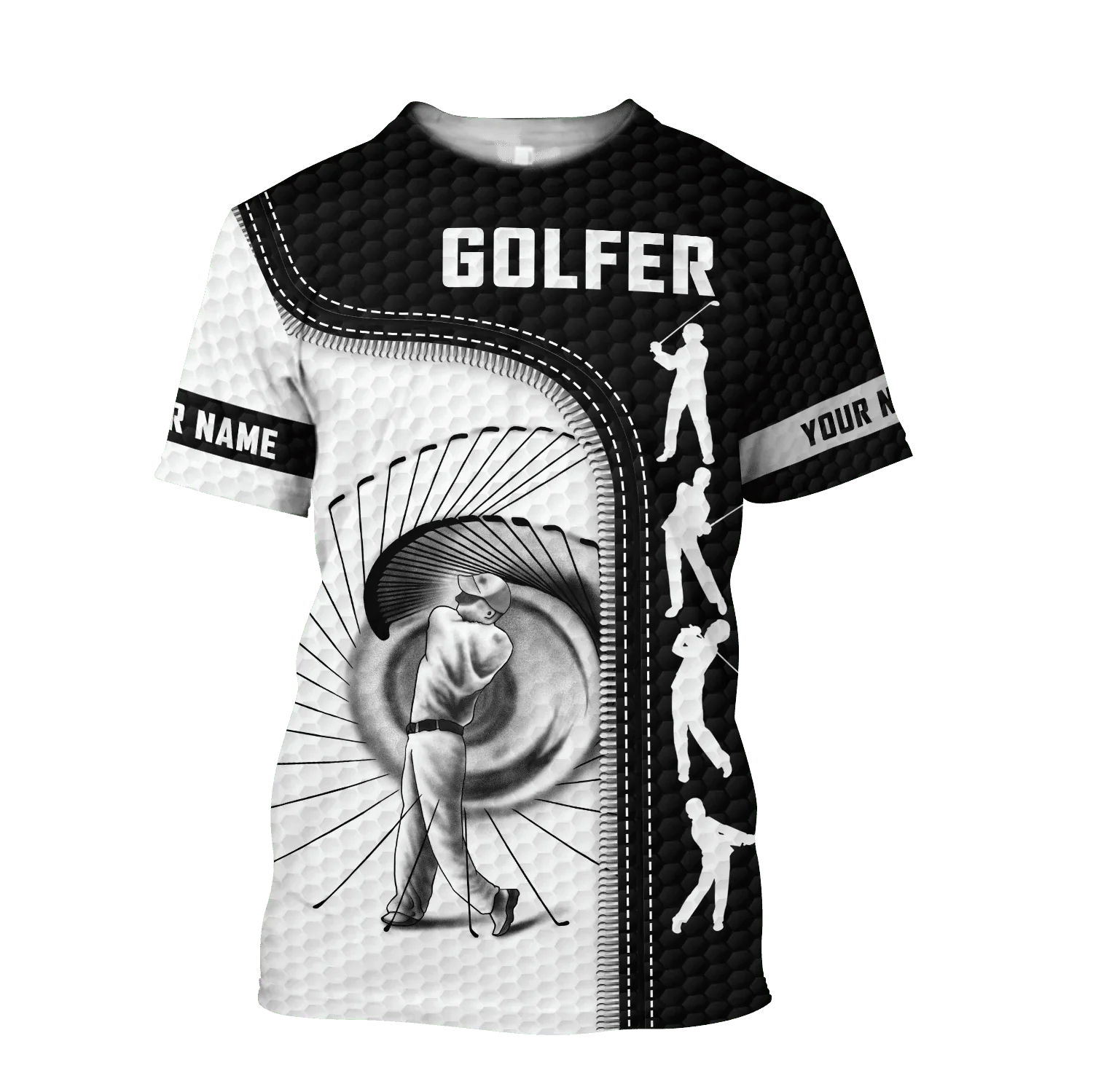 Golfer Swing Custom Name Golf Polo Shirt, Golf Apparel, Golf Gift For Men