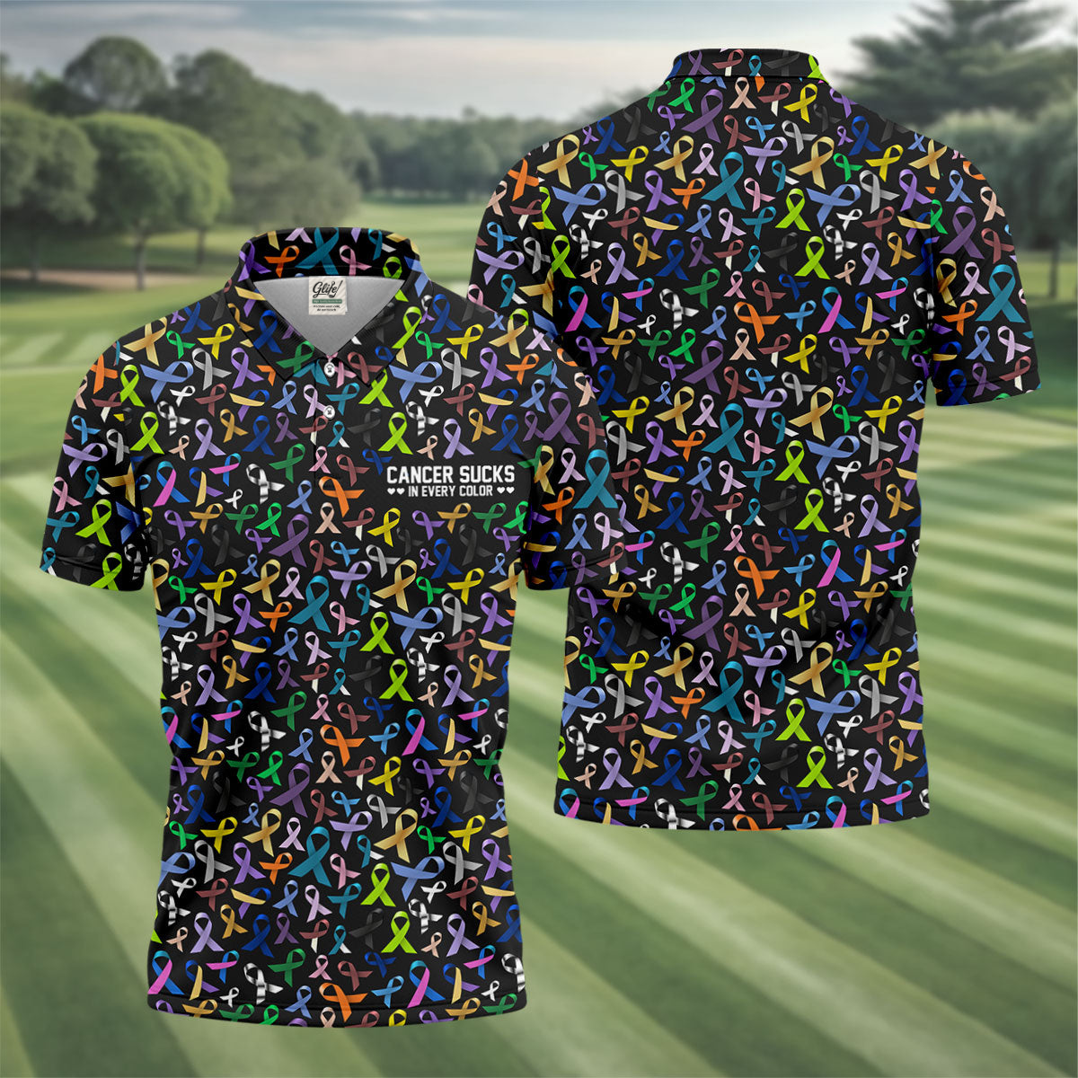 Cancer Sucks In Every Color Golf Tops For Men, Mens Golf Polo Shirts, Cancer Awareness Shirt, Cancer Survivor Shirt