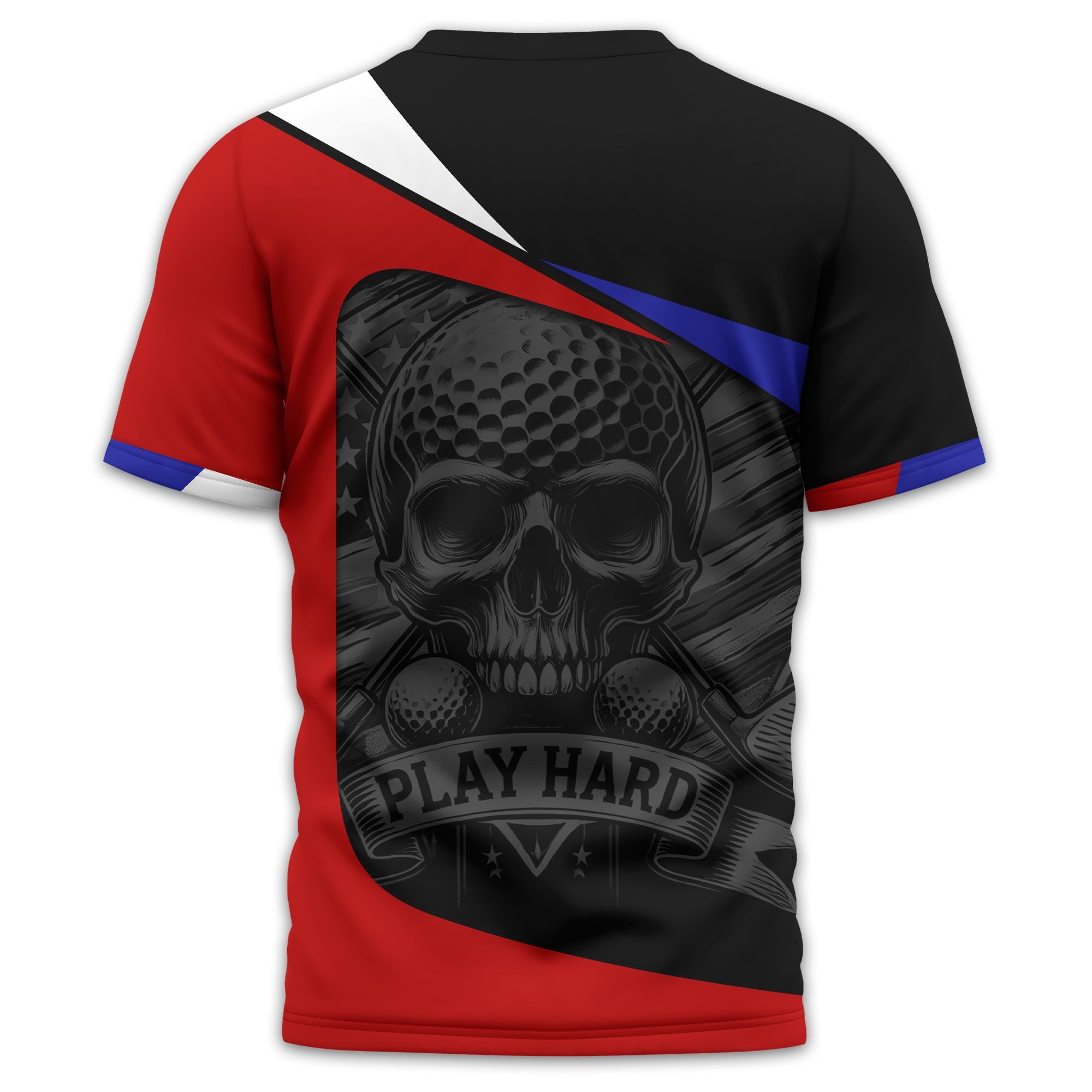 Skull And Flag Golf Shirt For Men, Personalized Golf Shirt, Patriotic Golf Shirt, Gift For Golfers