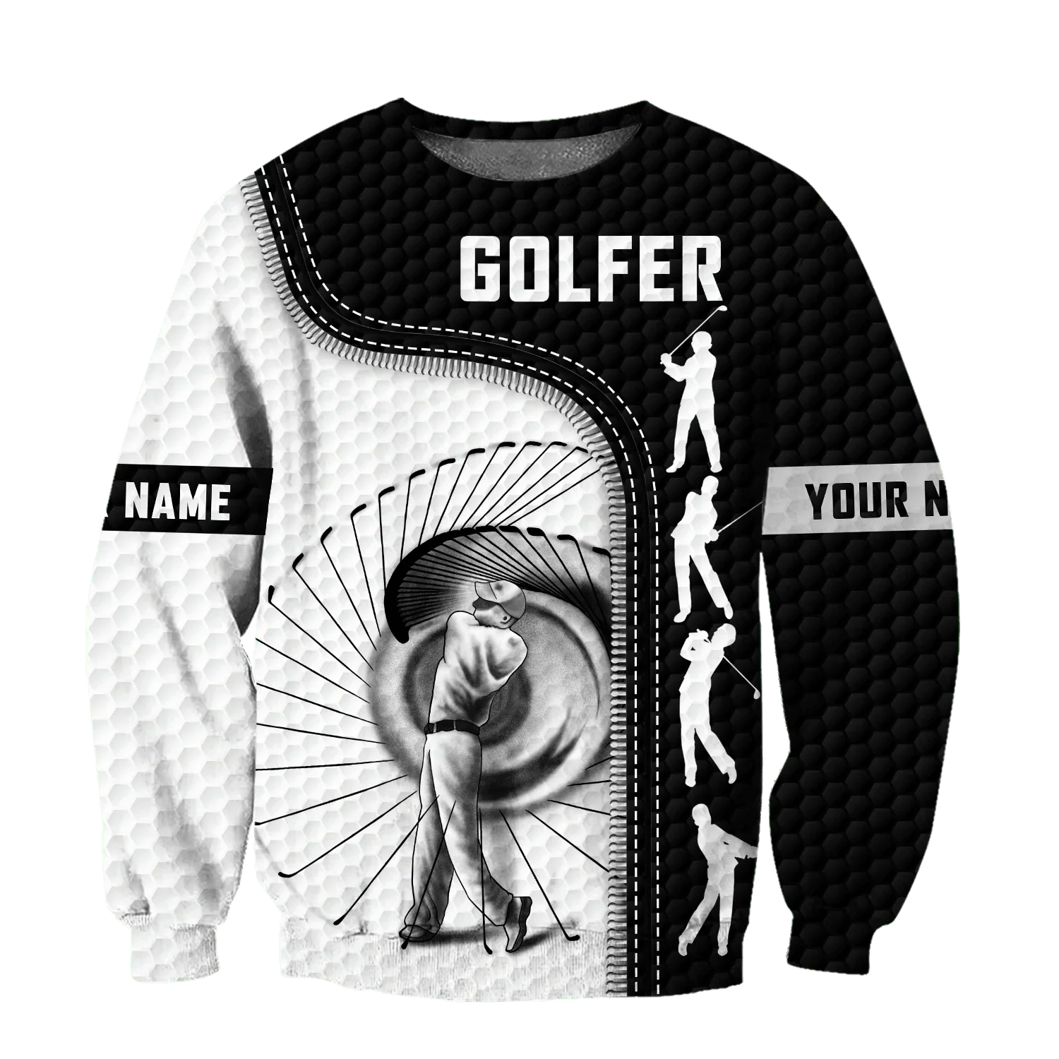 Golfer Swing Custom Name Golf Polo Shirt, Golf Apparel, Golf Gift For Men