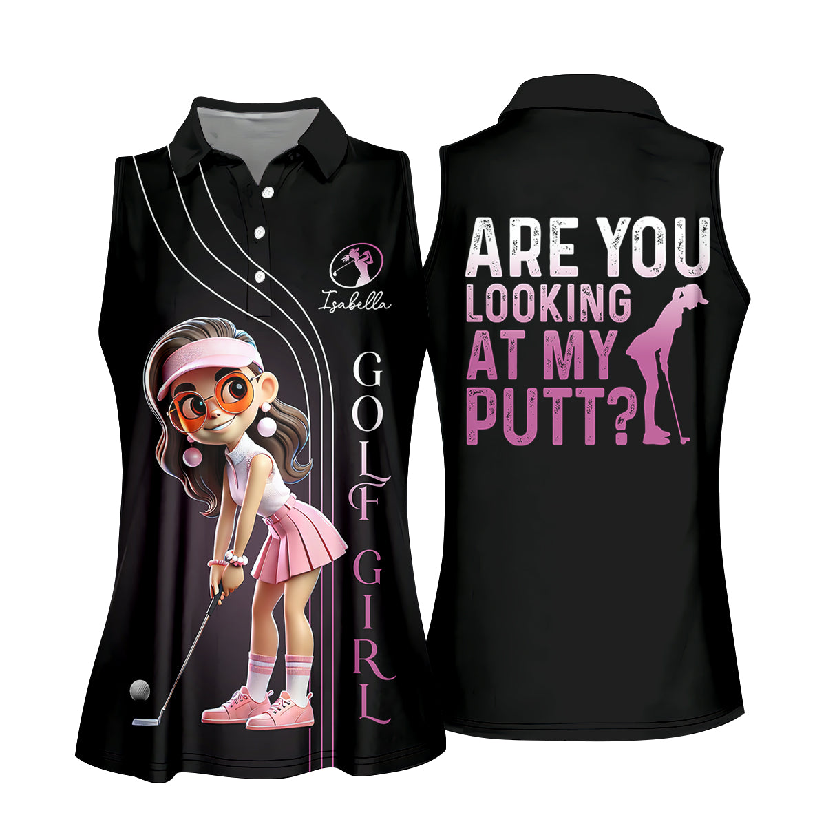 Are You Looking At My Putt  Long Sleeve Polos Womens, Custom Ladies Golf Shirt