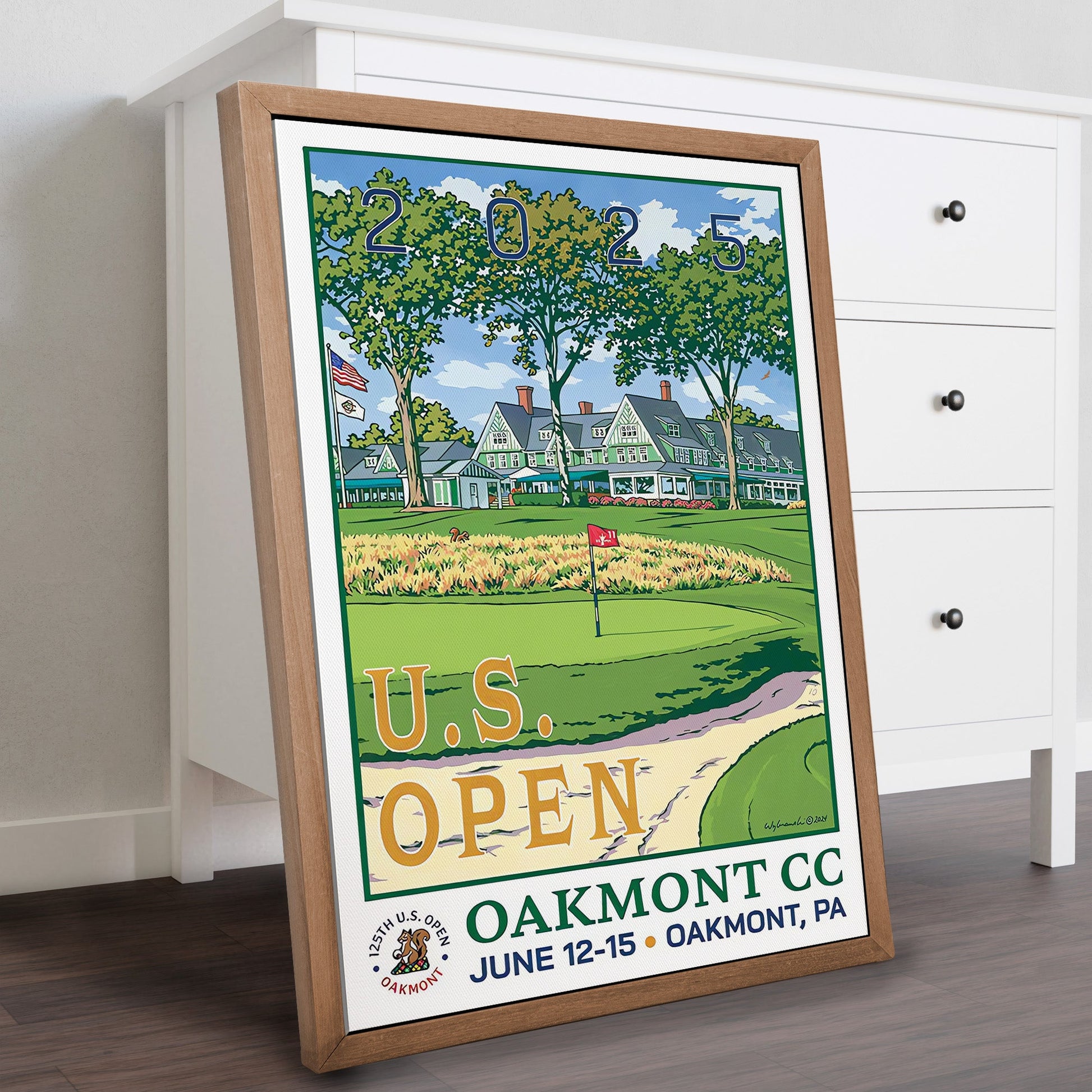 2025 U.S. Open Championship Canvas, Oakmont Country Club Art, Gifts For Golf Lovers