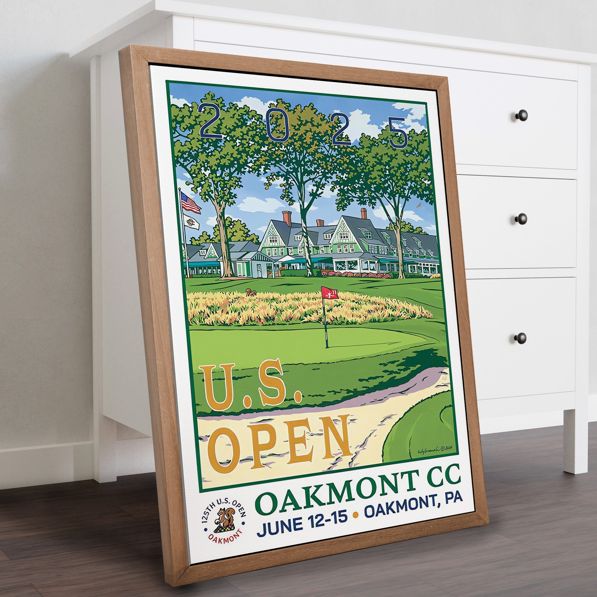 2025 U.S. Open Championship Canvas, Oakmont Country Club Art, Gifts For Golf Lovers