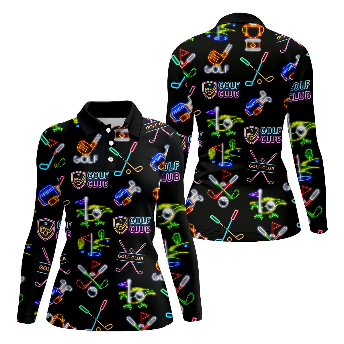 Neon Golf Clubs Womens Golf Polo Shirt, Ladies Golf Shirts, Womens Golf Wear