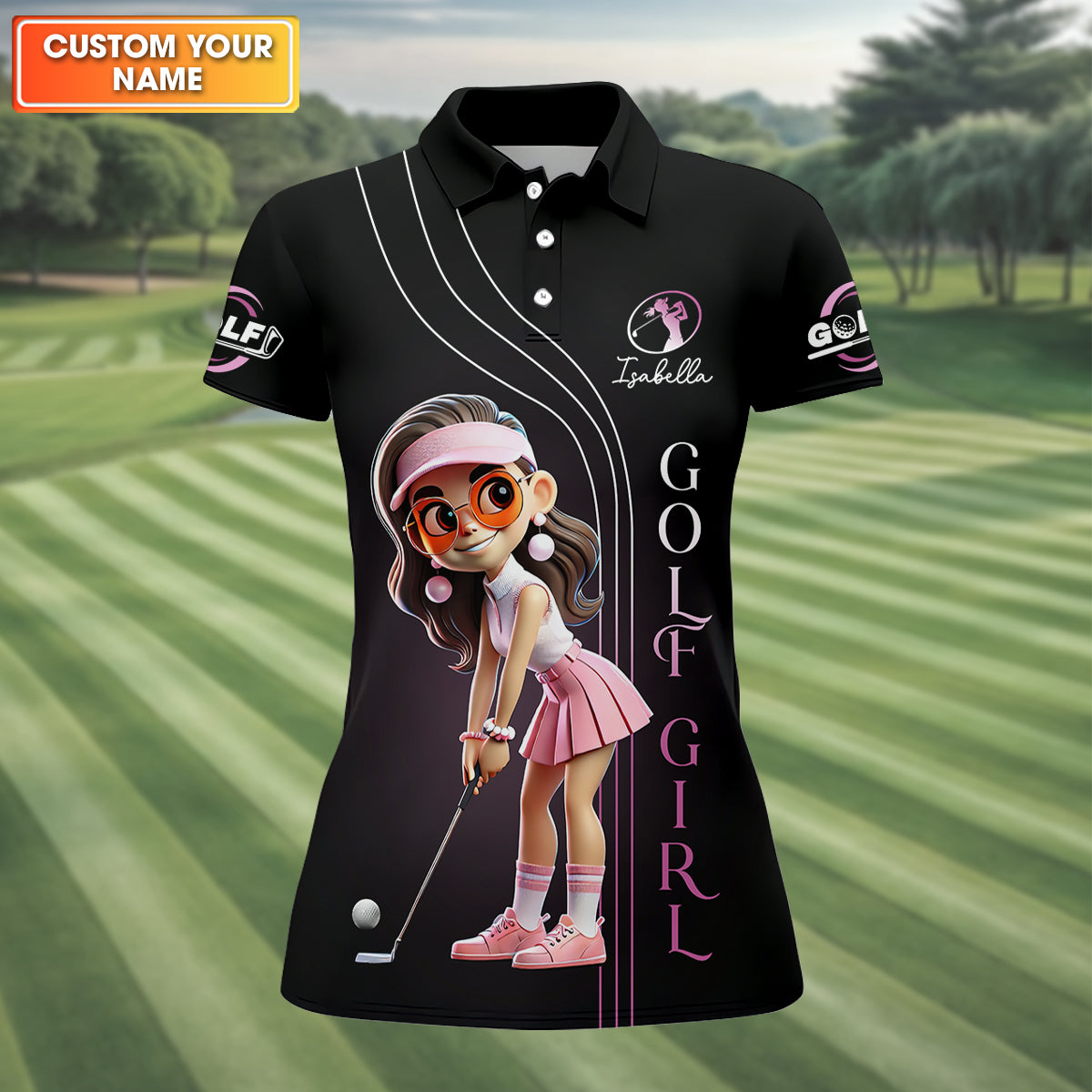 Are You Looking At My Putt  Long Sleeve Polos Womens, Custom Ladies Golf Shirt