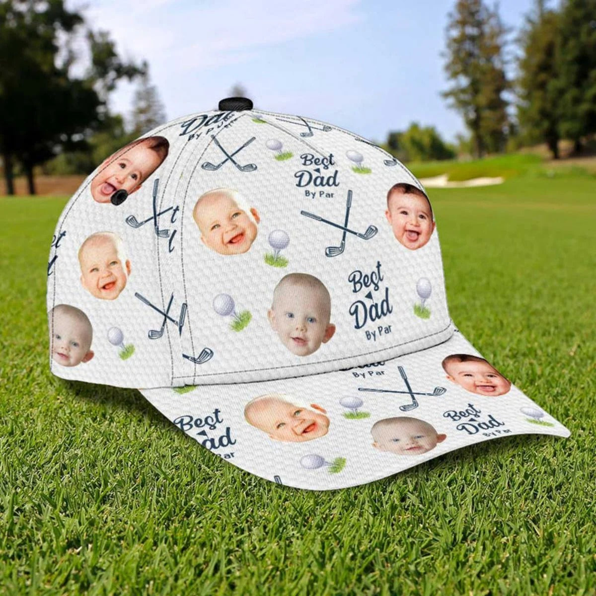Best Dad By Par Custom Photo Golf Cap, Dad Hat, Dad Golf Gift
