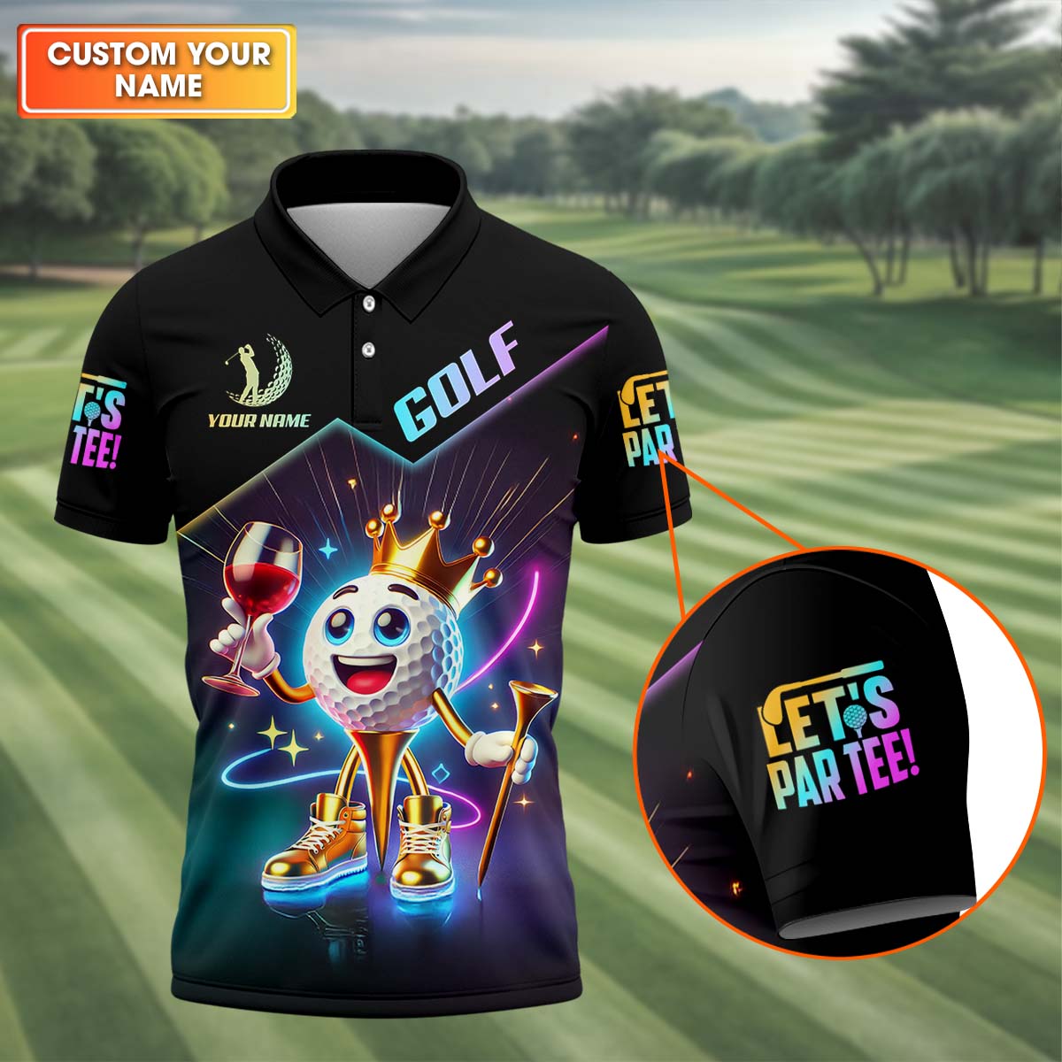 Let's Par Tee Custom Men's Golf Polo Shirt, Golfing Apparel, Funny Golf Polos, Mens Golf Gift