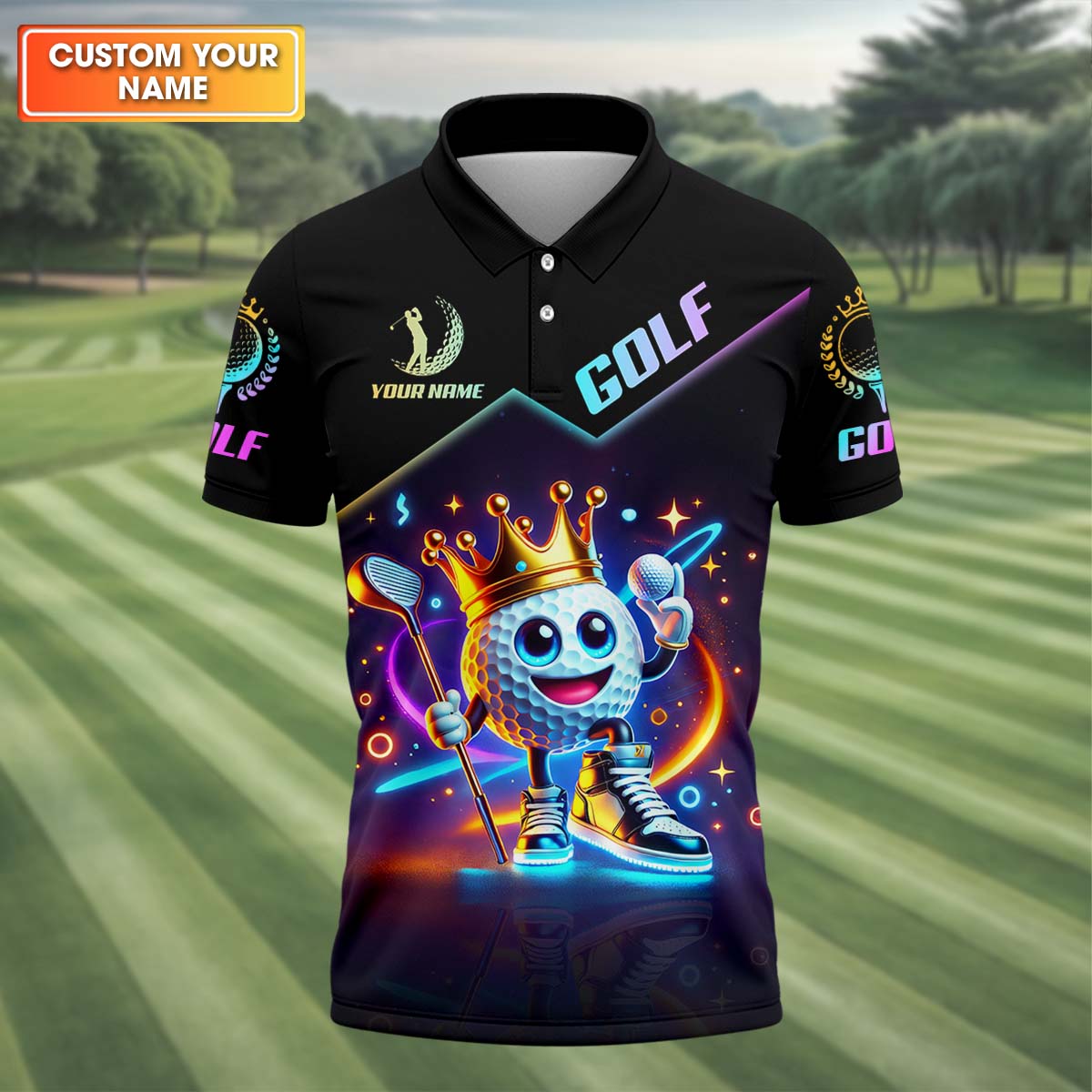 Golfer King Funny Golf Polo Shirt, Golfing Apparel, Golf Gift For Men