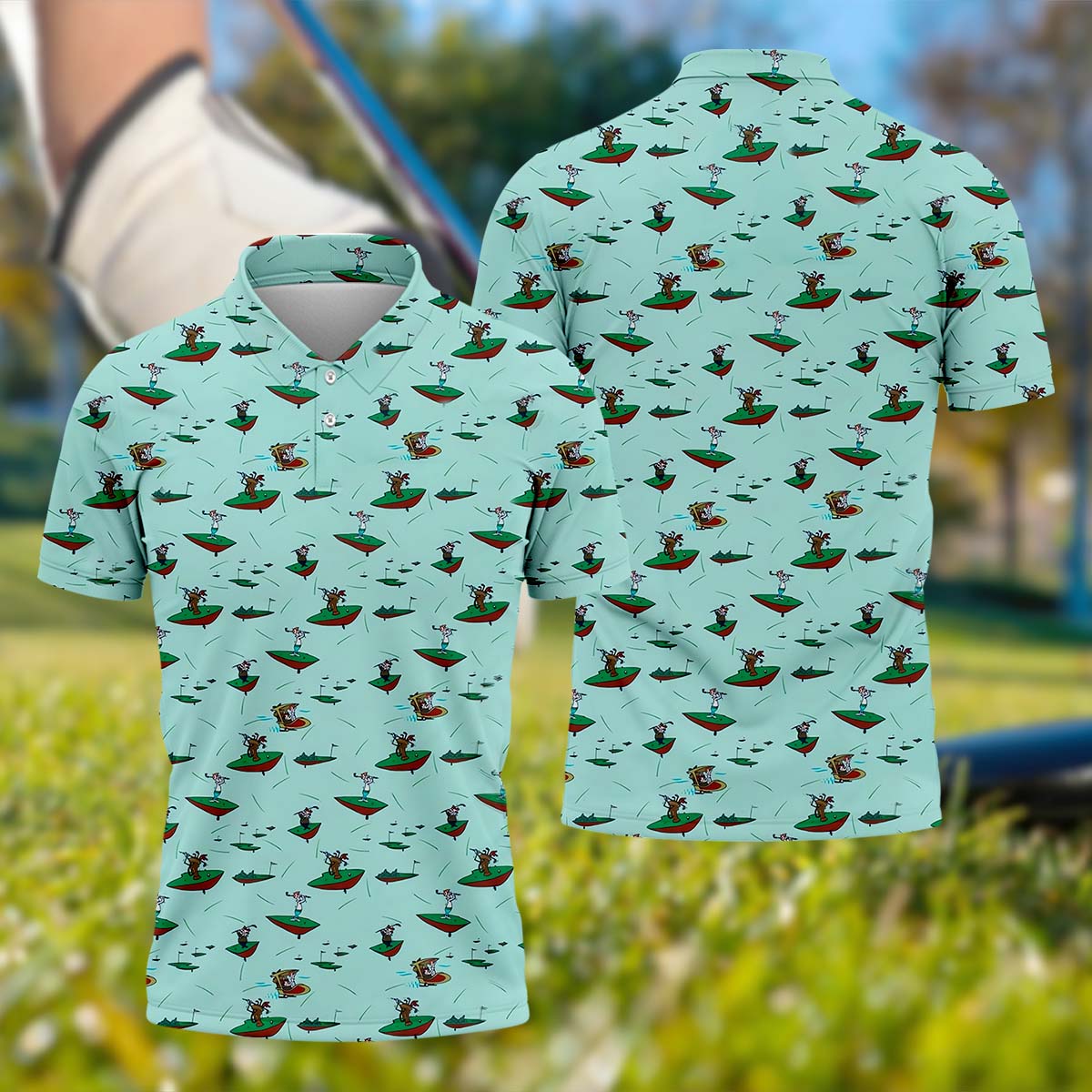 Playful Cartoon Golfer Golf Polo Shirt, Golf Gifts For Men, Golf Gift Ideas