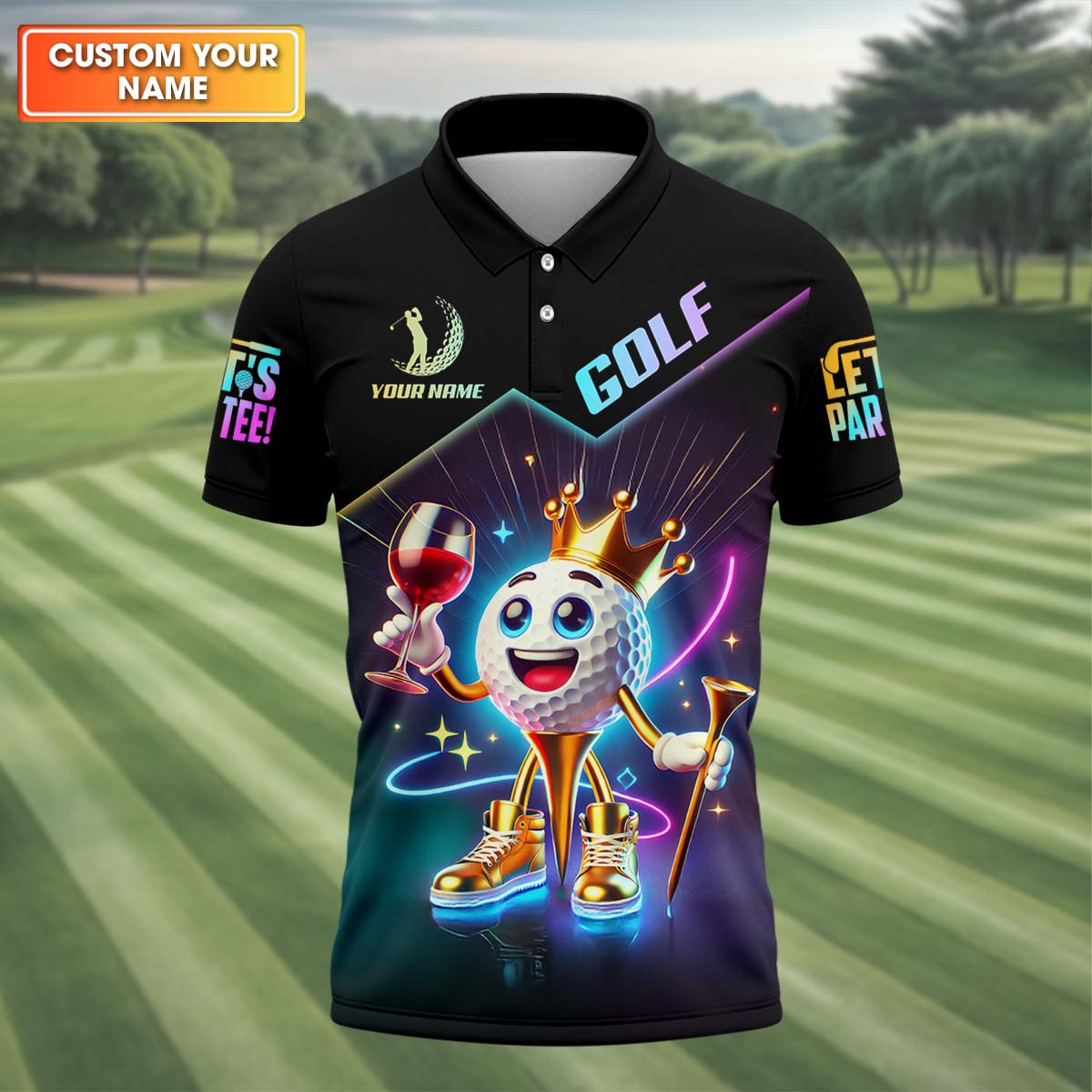Let's Par Tee Custom Men's Golf Polo Shirt, Golfing Apparel, Funny Golf Polos, Mens Golf Gift