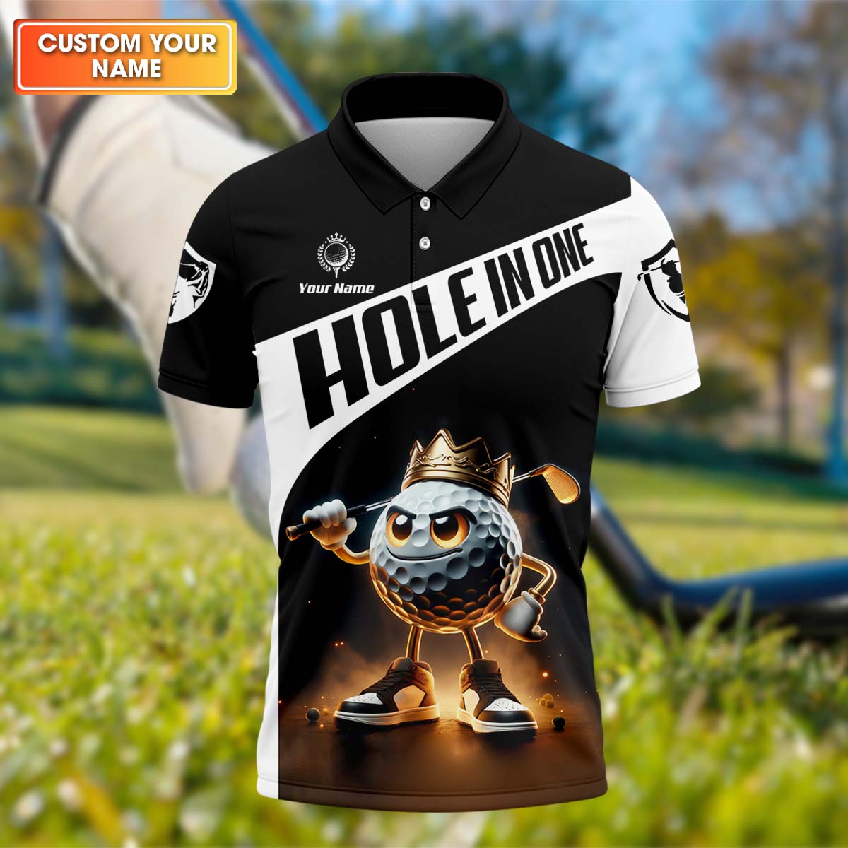 Hole In One Custom 3D Men's Golf Polo Shirt, Golfing Apparel, Mens Golf Gift