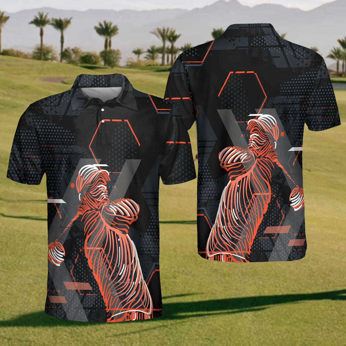 Modern Golfer Swing Men's Golf Polo Shirt, Christmas Golf Gift