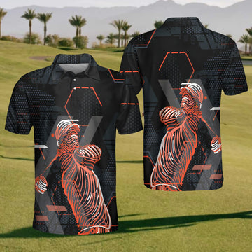 Modern Golfer Swing Men's Golf Polo Shirt, Christmas Golf Gift