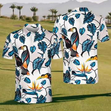 Hawaiian Toucan Men's Golf Polo Shirt, Christmas Golf Gift