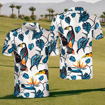 Bird Of Paradise Mens Golf Polo Shirt, Mens Golf Shirt, Gift For Golf Lovers