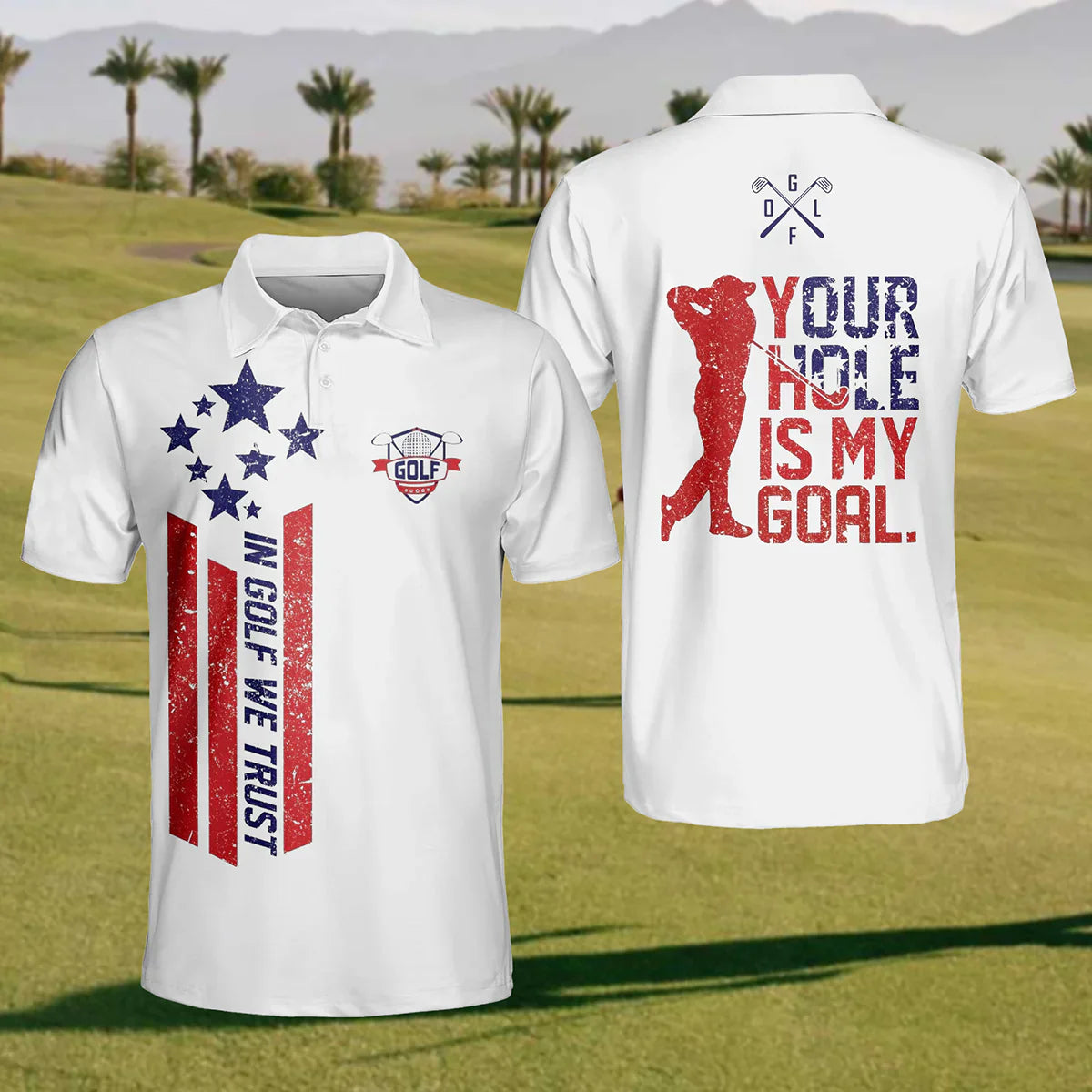 Your Hole Is My Goal Mens Golf Polo Shirt, Mens Golf Gift, Funny Golf Shirt