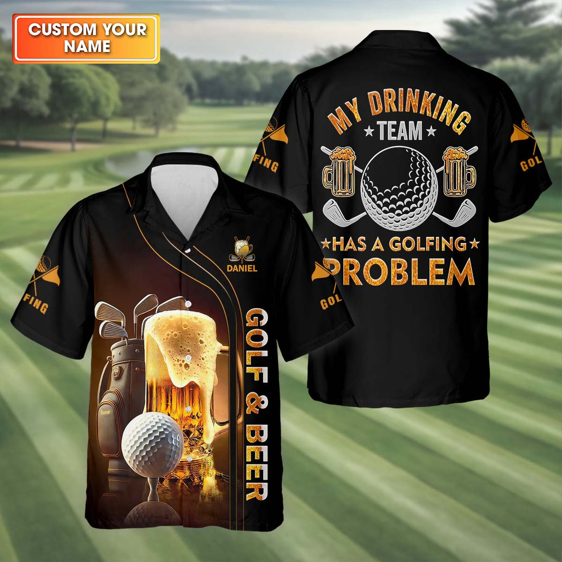 My Drinking Team Has Golfing Problem Beer Custom Men's Golf Polo Shirt, Fun Golf Shirt For Men