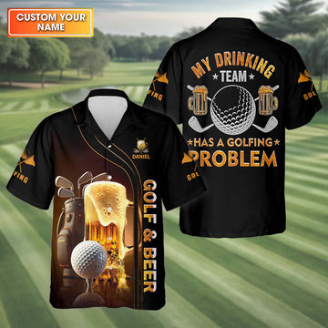 My Drinking Team Has Golfing Problem Beer Custom Men's Golf Polo Shirt, Fun Golf Shirt For Men