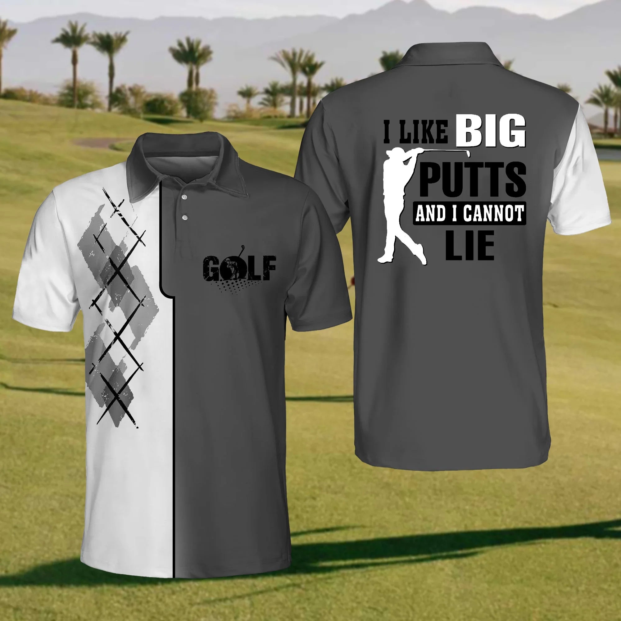 I Like Big Putts And I Can Not Lie Men's Golf Polo Shirt, Funny Golf Shirt, Gift For Golfers
