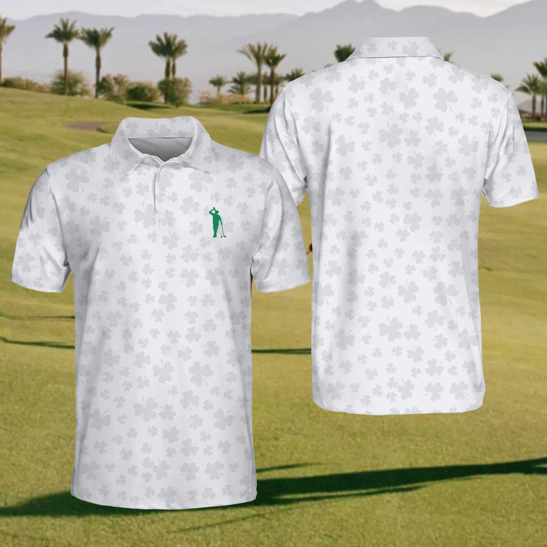 Shamrock Golf Polo Shirt, Mens Golf Shirt, Gift For Golfer