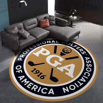 PGA Golf Living Room Round Rug, Funny Golf Ball Club Runner Rug