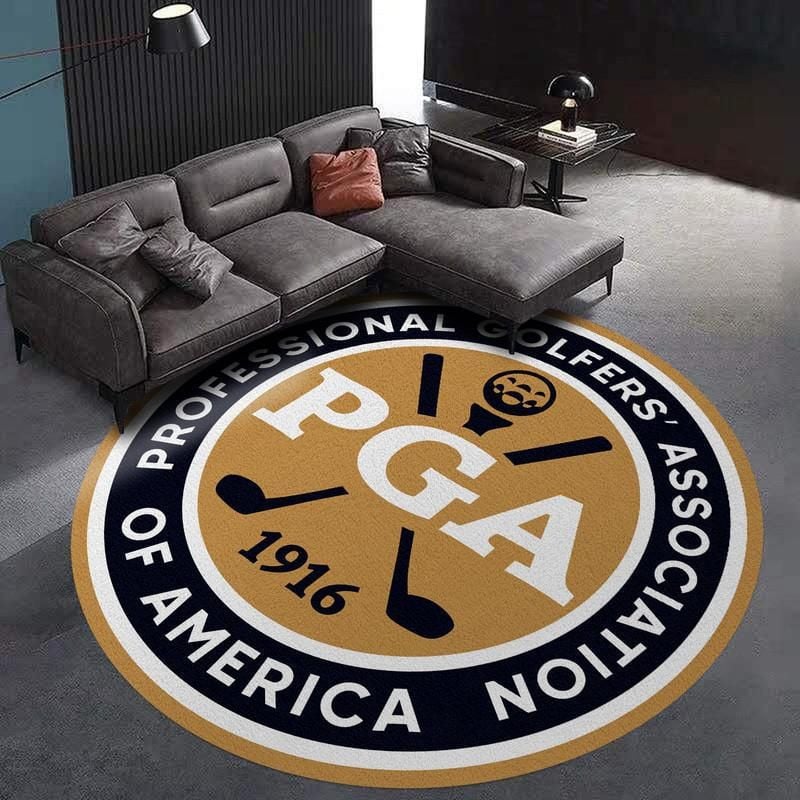 PGA Golf Living Room Round Rug, Funny Golf Ball Club Runner Rug