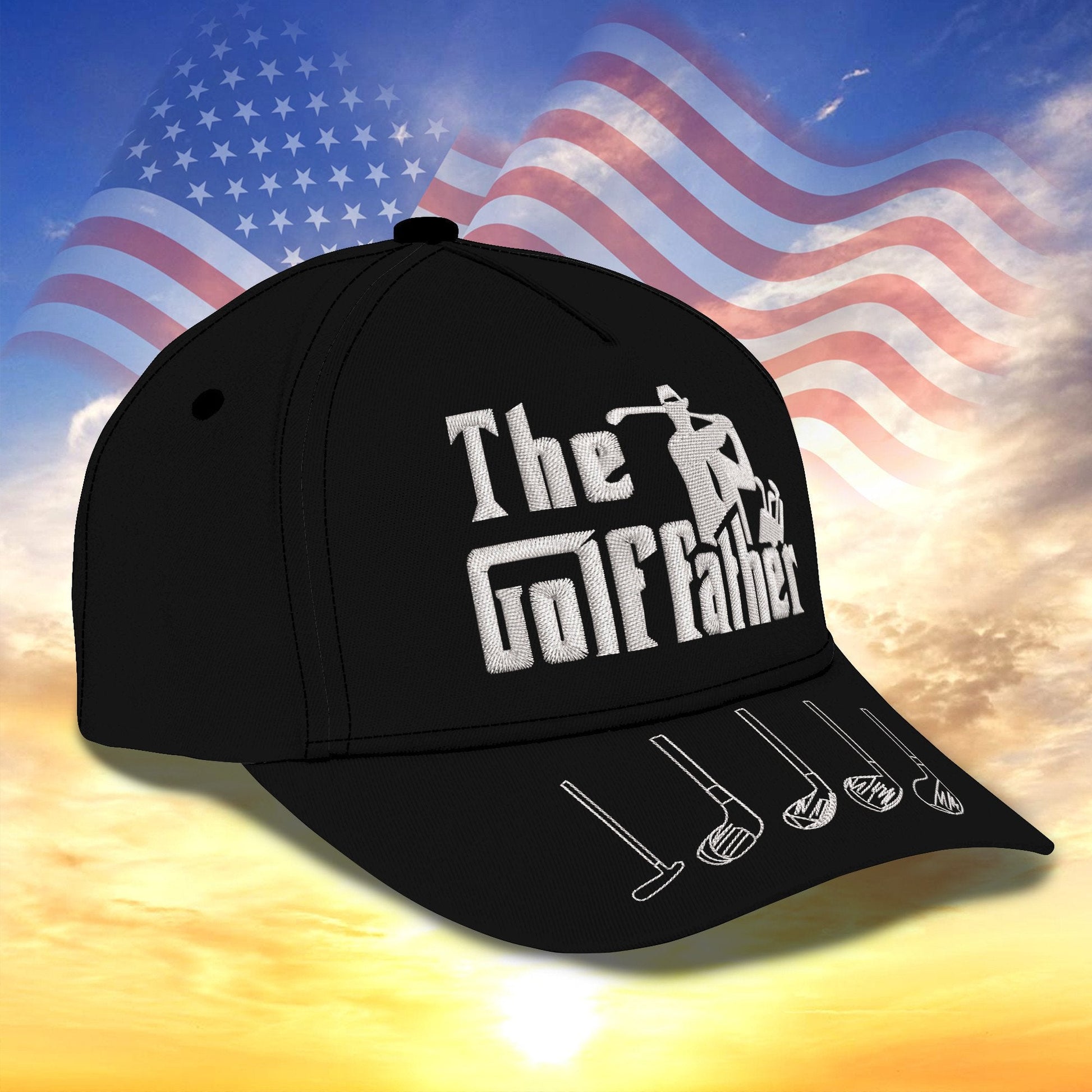 The Golf Father Black Golf Cap, Dad Golf Gift, Dad Cap