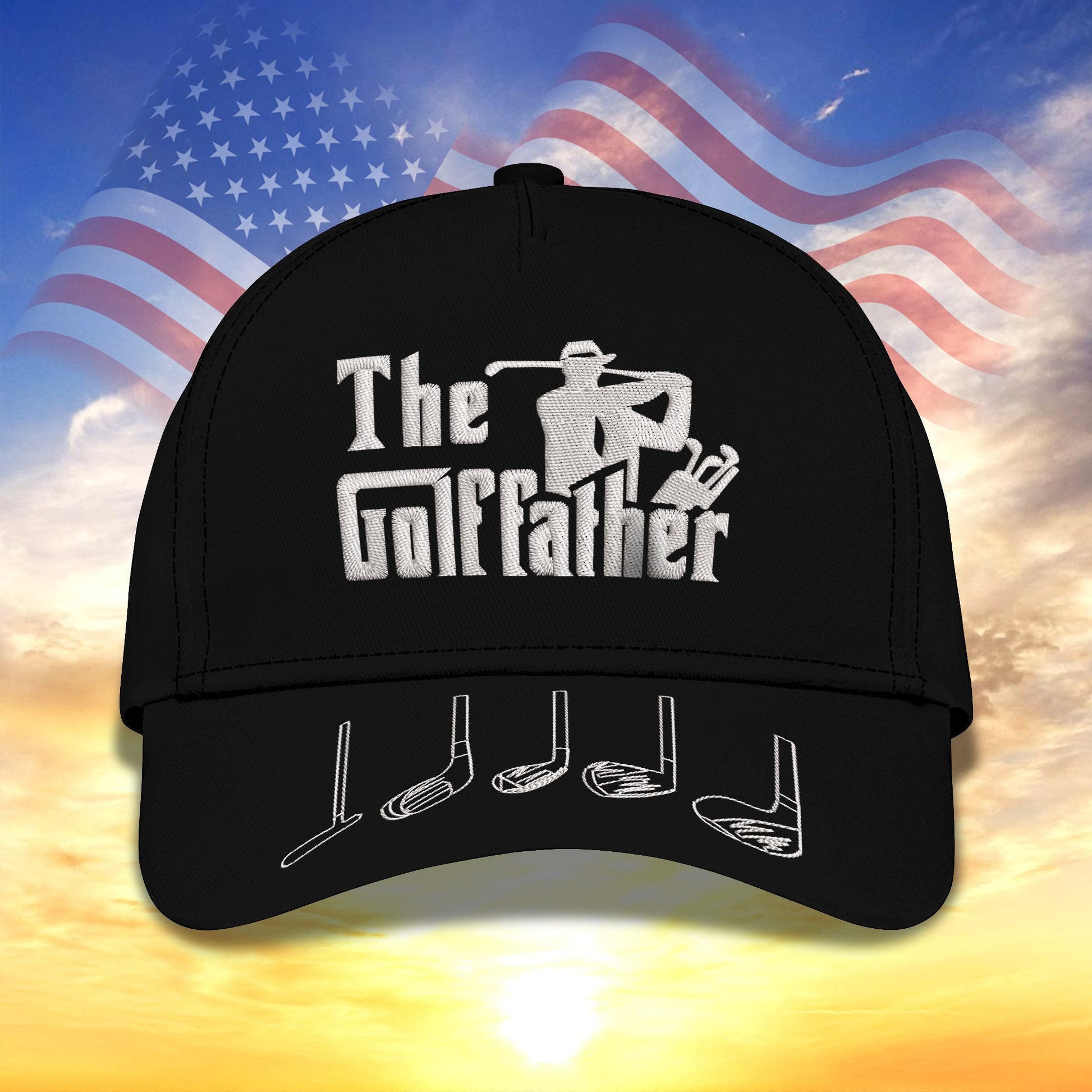 The Golf Father Black Golf Cap, Dad Golf Gift, Dad Cap