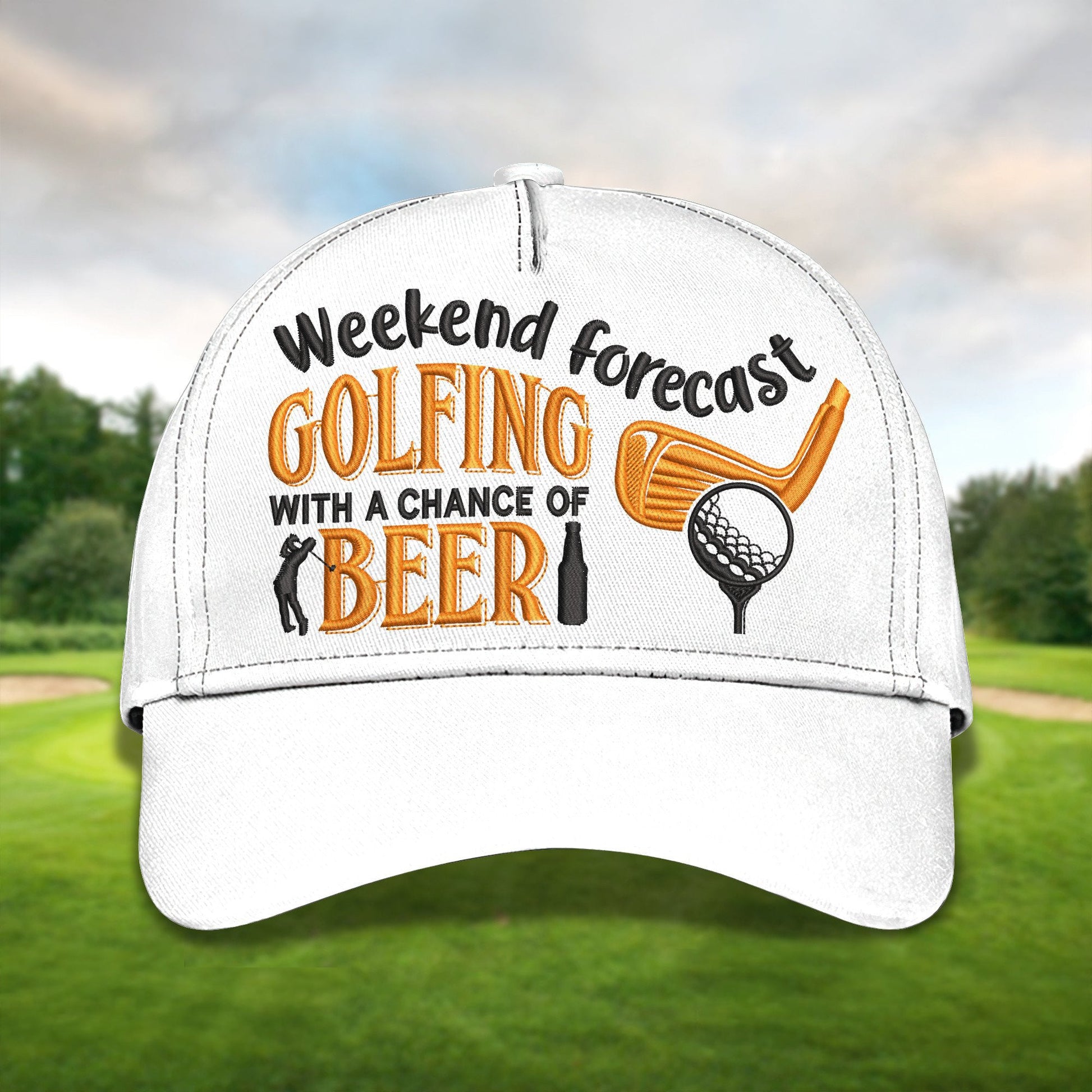 Weekend Forecast Golf And Beer Golf Cap, Dad Golf Gift, Dad Cap