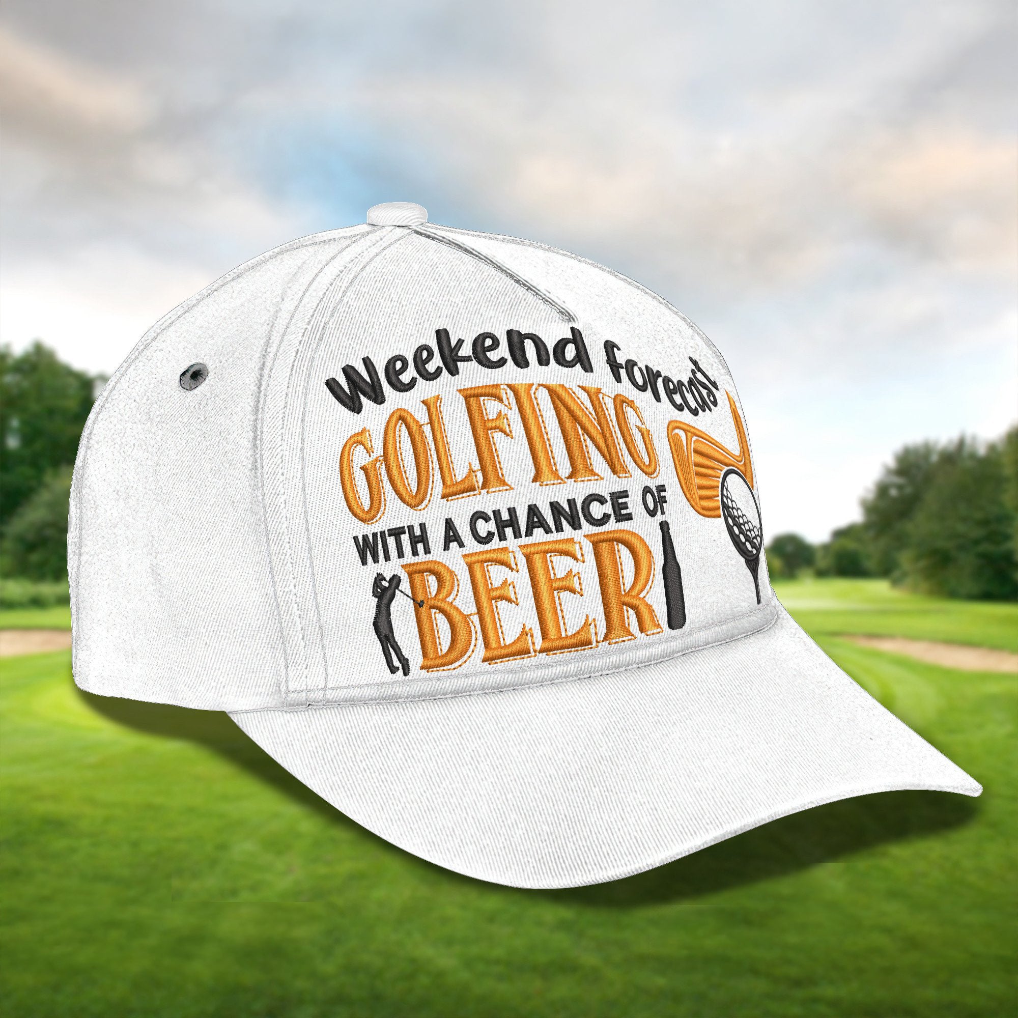 Weekend Forecast Golf And Beer Golf Cap, Dad Golf Gift, Dad Cap