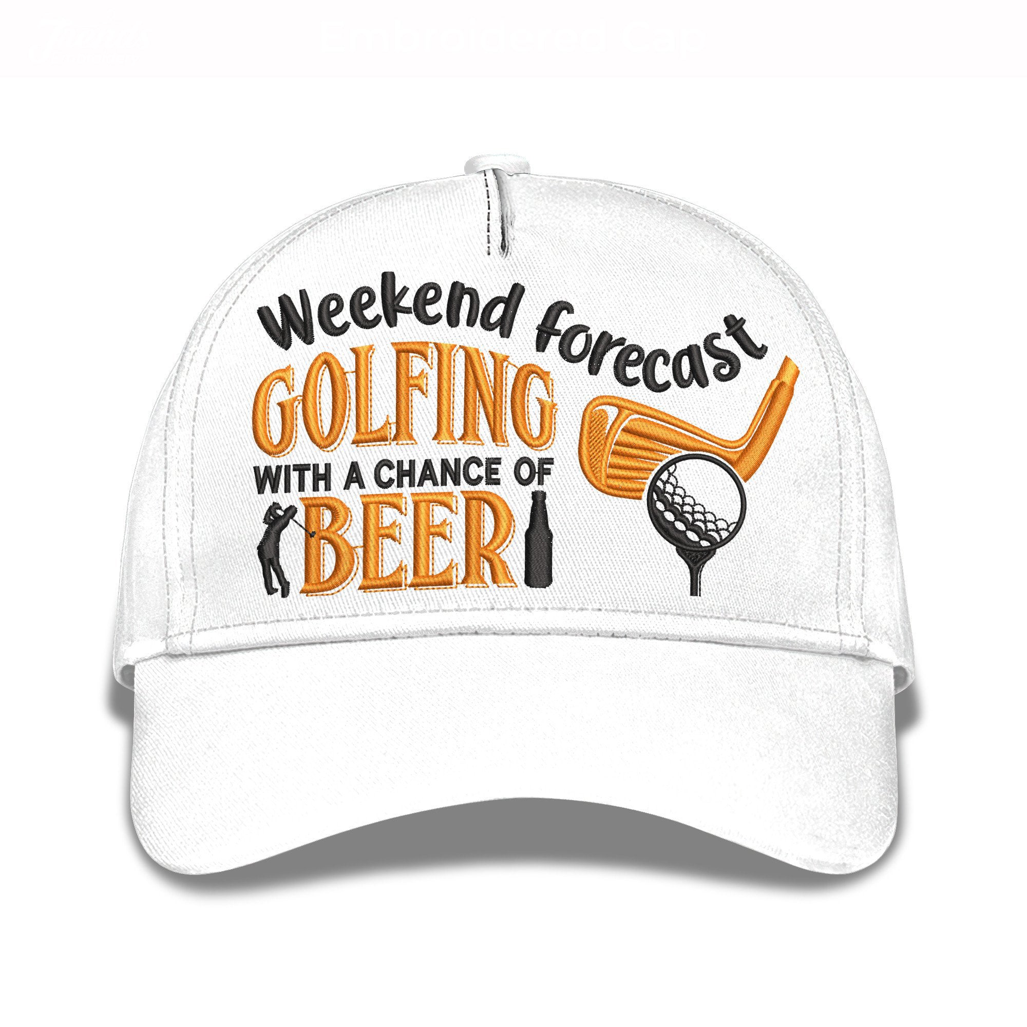 Weekend Forecast Golf And Beer Golf Cap, Dad Golf Gift, Dad Cap