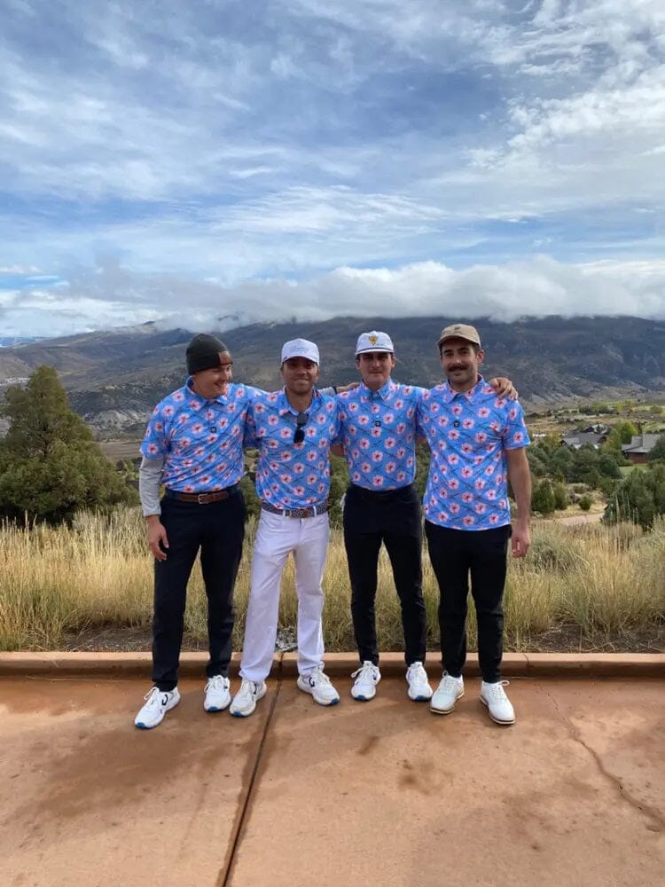 Floral Golf Polo Shirts, Golfing Apparel, Men Golf Gift, Funny Golf Shirt