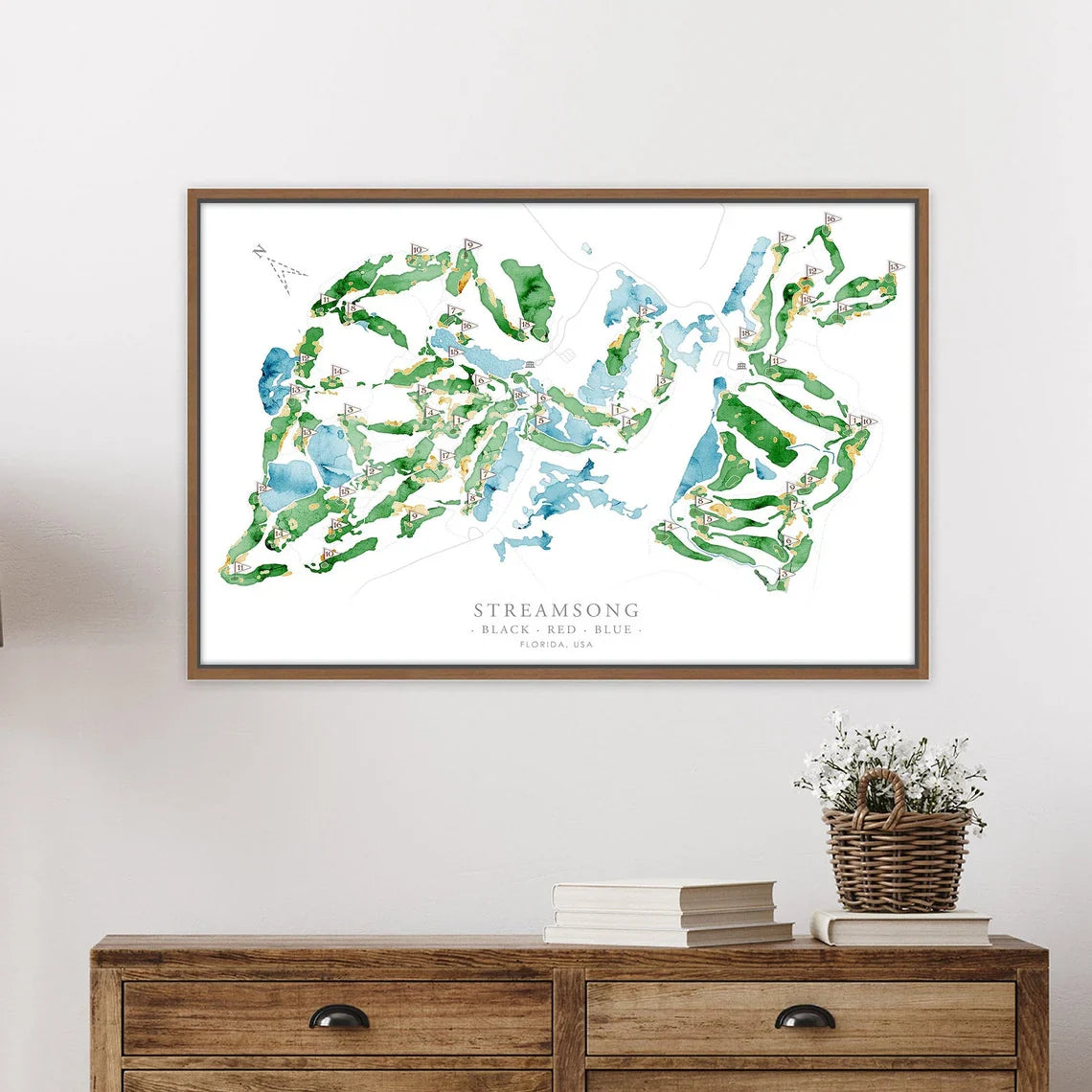 Pesonalized Golf Course Map Canvas, Golf Wall Art, Gift For Golfers