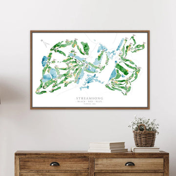 Pesonalized Golf Course Map Canvas, Golf Wall Art, Gift For Golfers