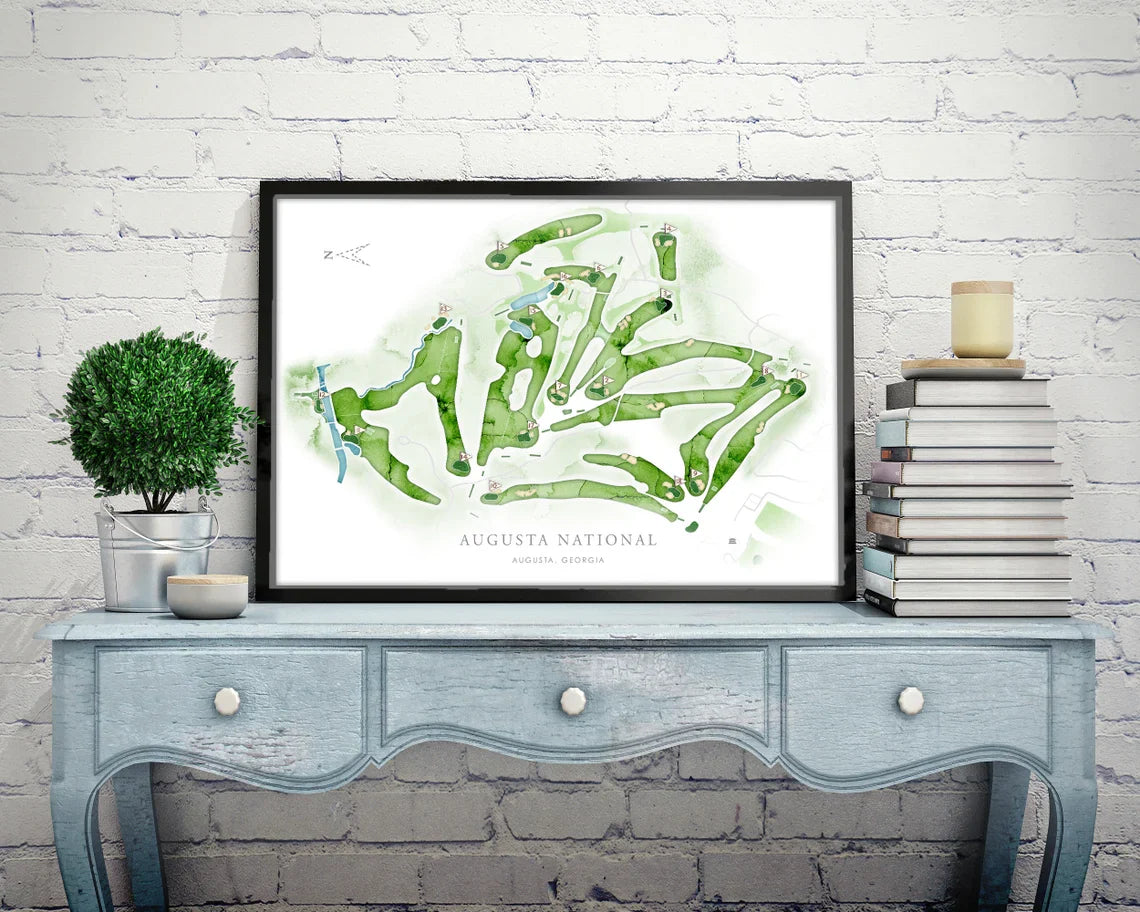 Augusta Golf Course Map Canvas, Golf Wall Art, Gift For Golfers