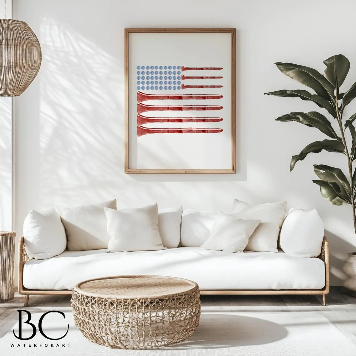 America Flag Golf Wall Art, Golf Canvas, Gifts For Golf Lovers