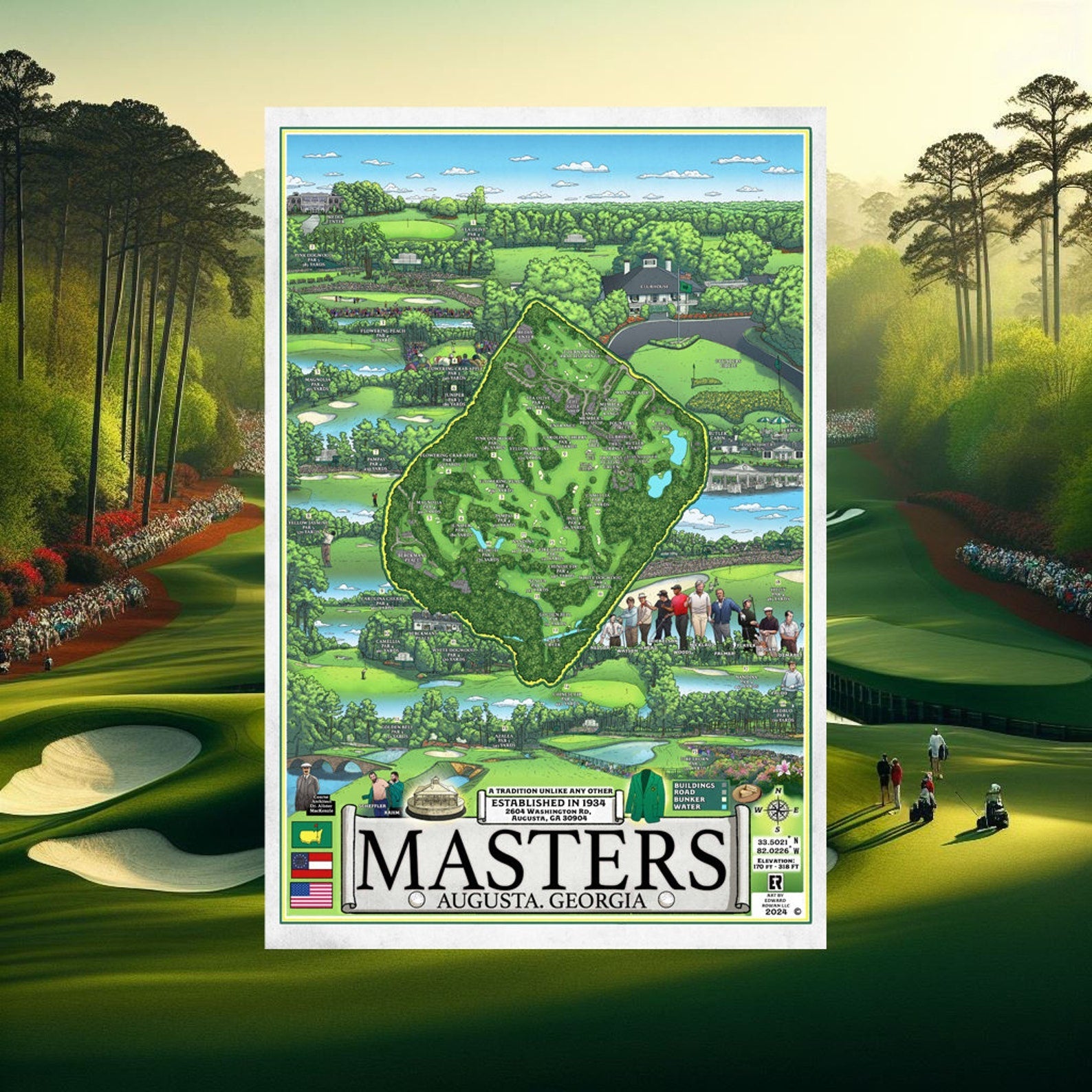 Augusta Golf Master Wall Art, Golf Canvas, Gifts For Golf Lovers, Golf Decor