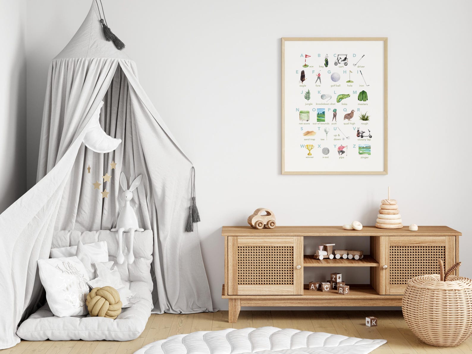 Alphabet Wall Art Golf Canvas, Gifts For Golf Lovers, Golf Decor