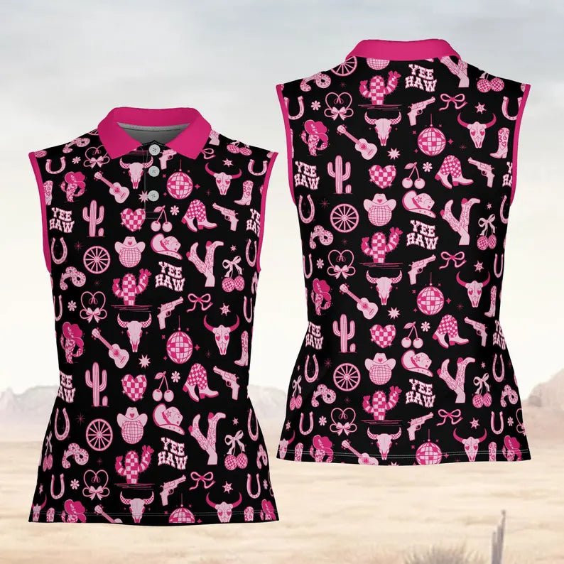 Coquette Patterned Golf Shirts, Cute Womens Golf Clothes, Western Golf Shirts Women, Ladies Long Sleeve Golf Shirts