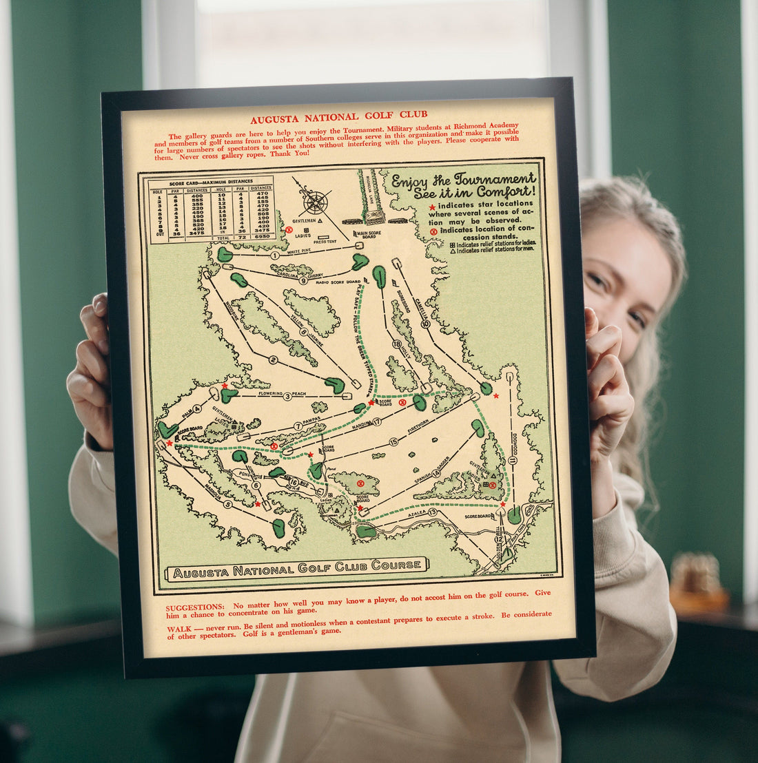 Augusta Golf Club Canvas, Vintage Wall Decor, Gifts For Golf Lovers, Golf Decor