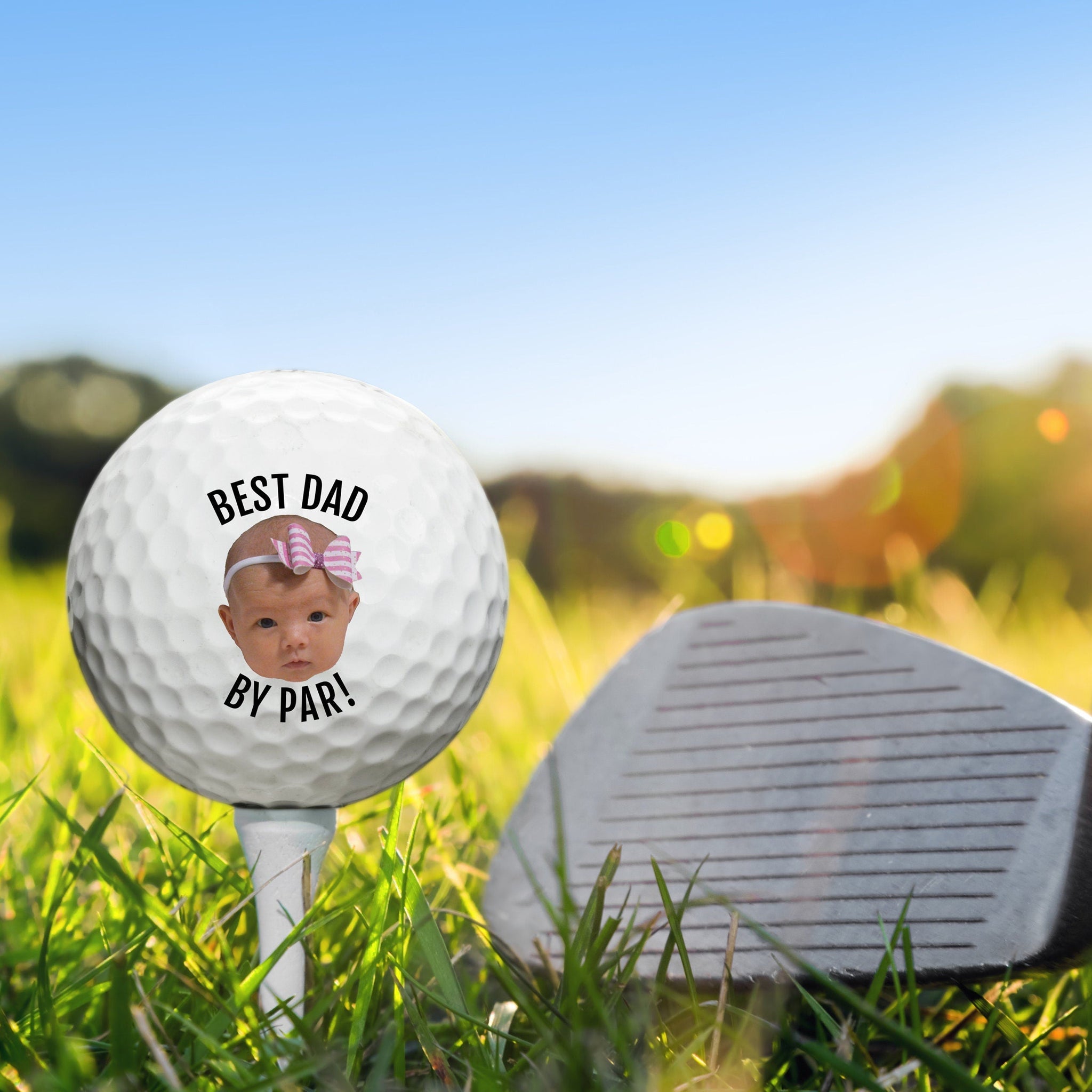 Best Dad By Par Custom Portrait Baby Face Golf Balls, Funny Golf Balls, Gift For Golfer