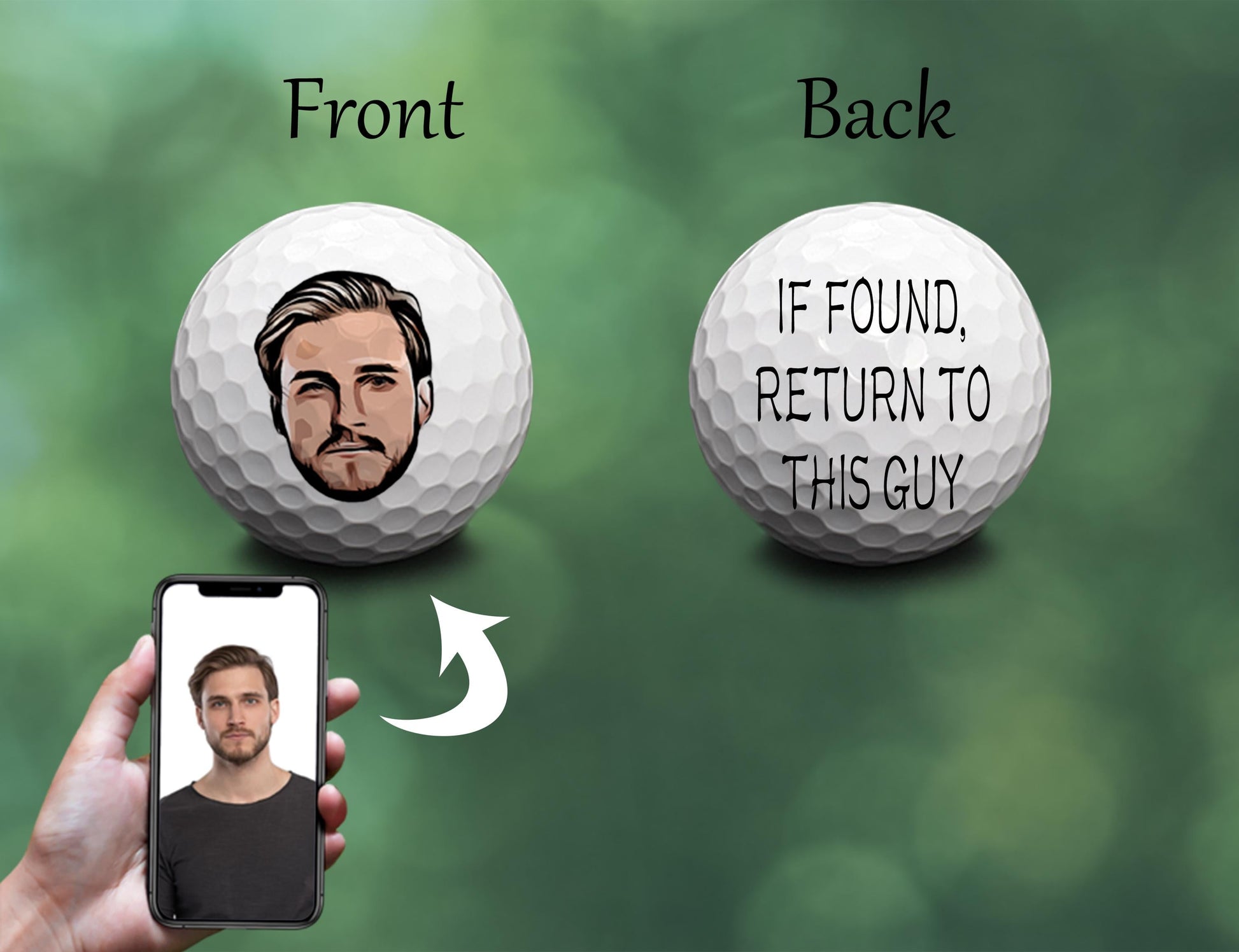 If Found, Return To This Guy Custom Portrait Golf Balls, Funny Golf Balls, Gift For Golfer