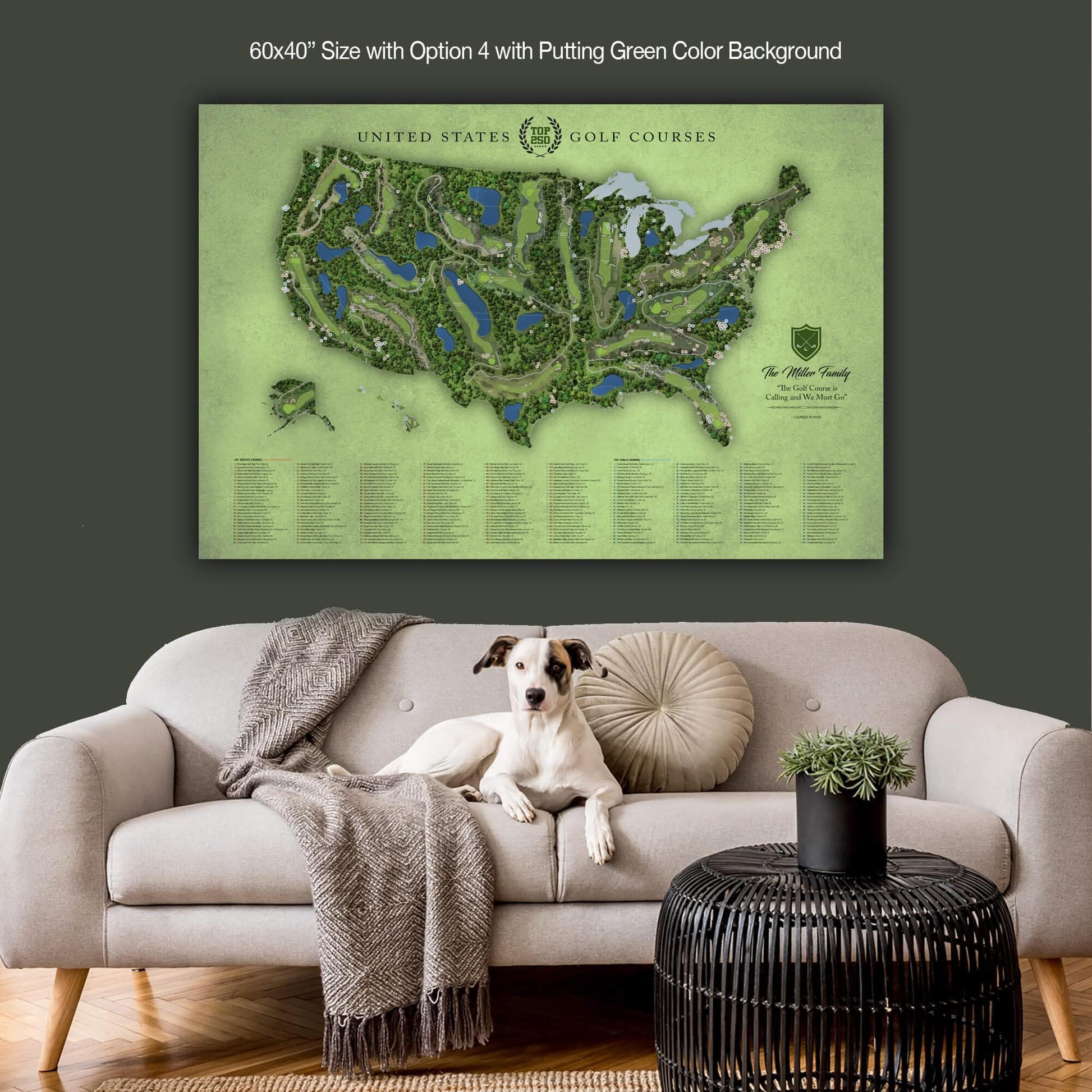 Custom Top Golf Courses In The Us Canvas, 250 Golf Courses Map, Gifts For Golf Lovers