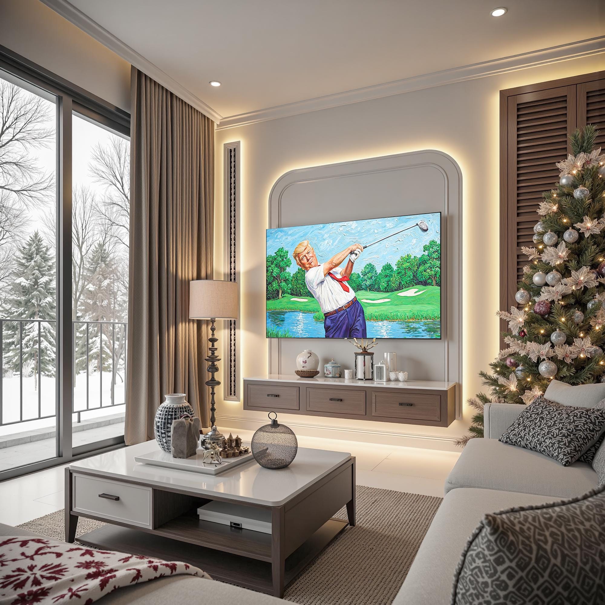 Funny Trump Play Golf Canvas Wall Art, Patriotic Golf Art, Gifts For Golf Lovers